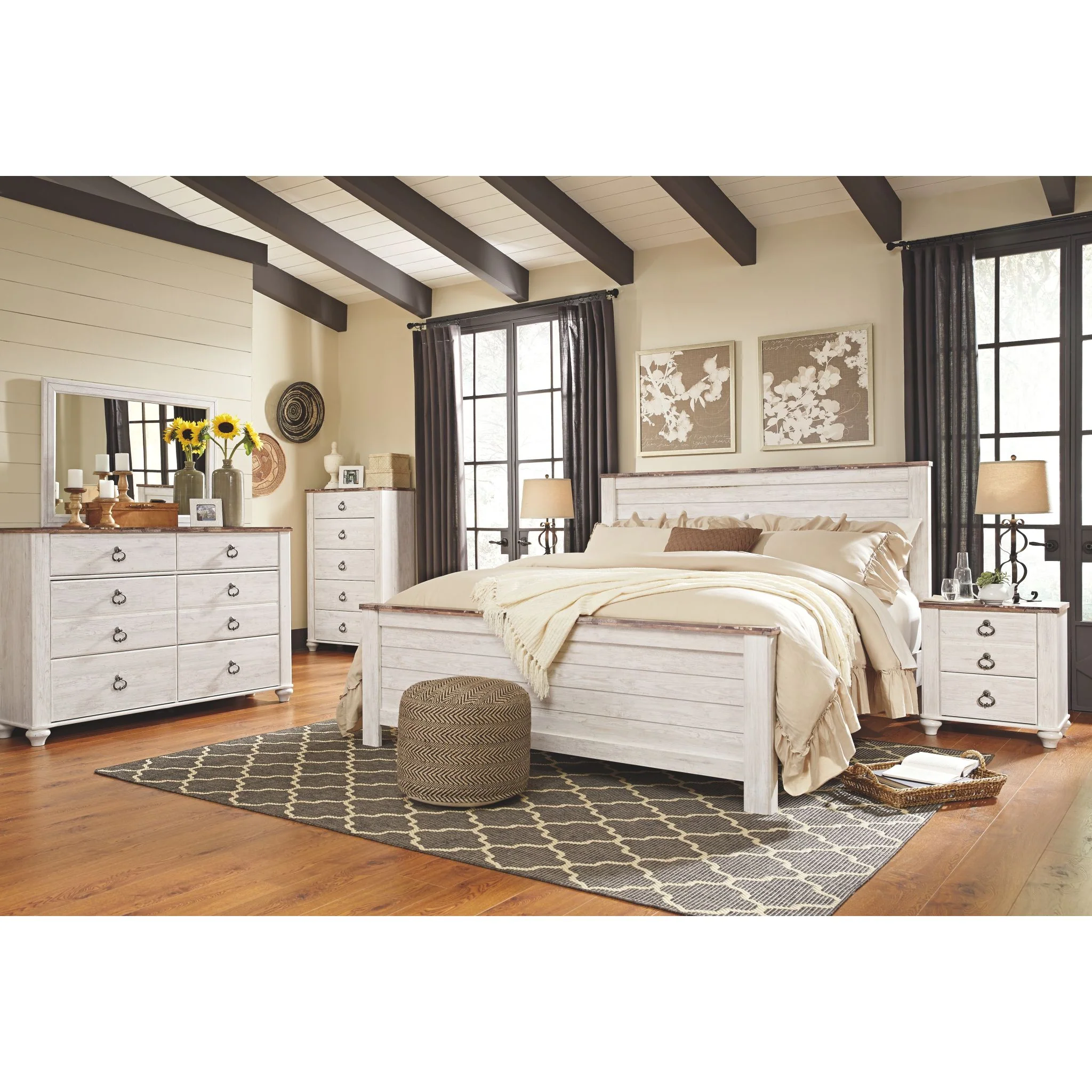 Willowton Panel Headboard - Whitewash - Image 74