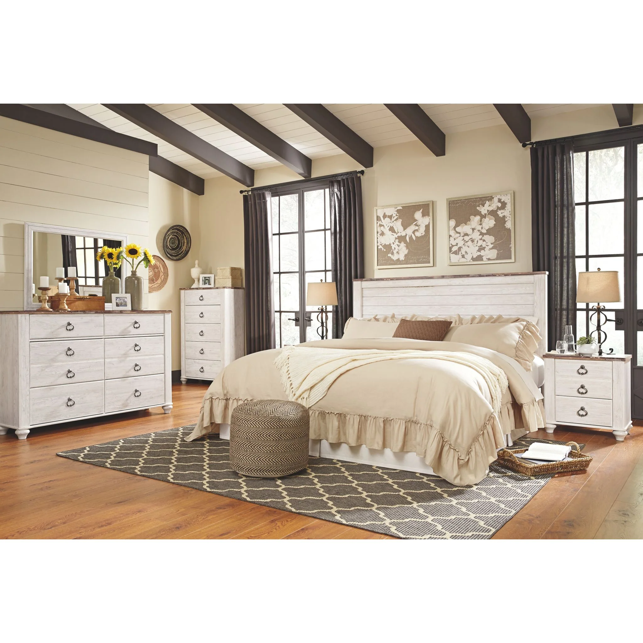 Willowton Panel Headboard - Whitewash - Image 77