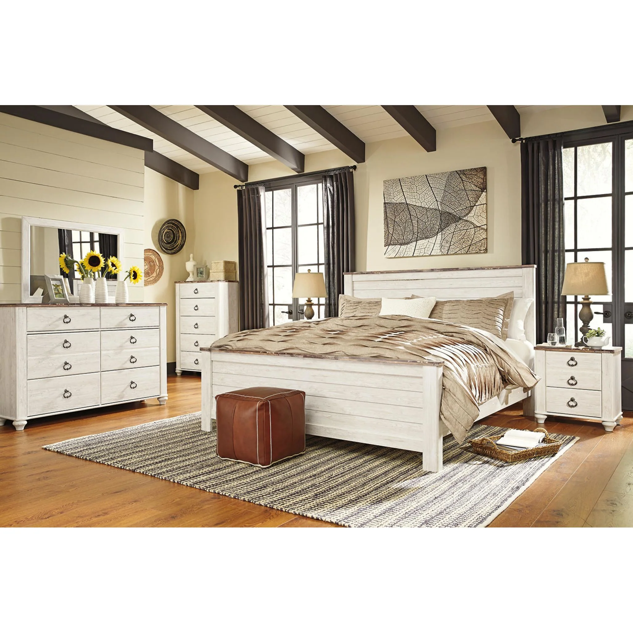 Willowton Panel Headboard - Whitewash - Image 81