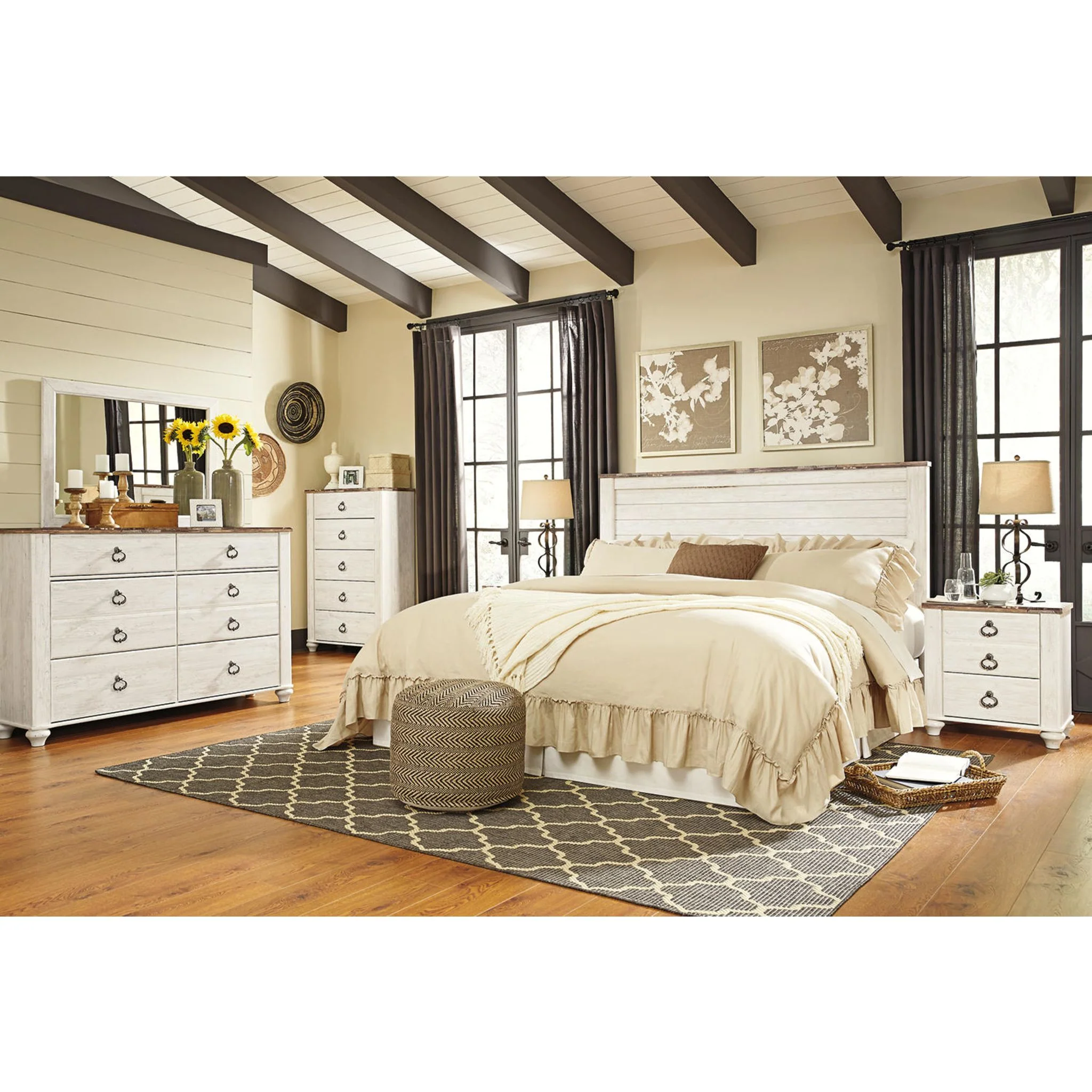 Willowton Panel Headboard - Whitewash - Image 82
