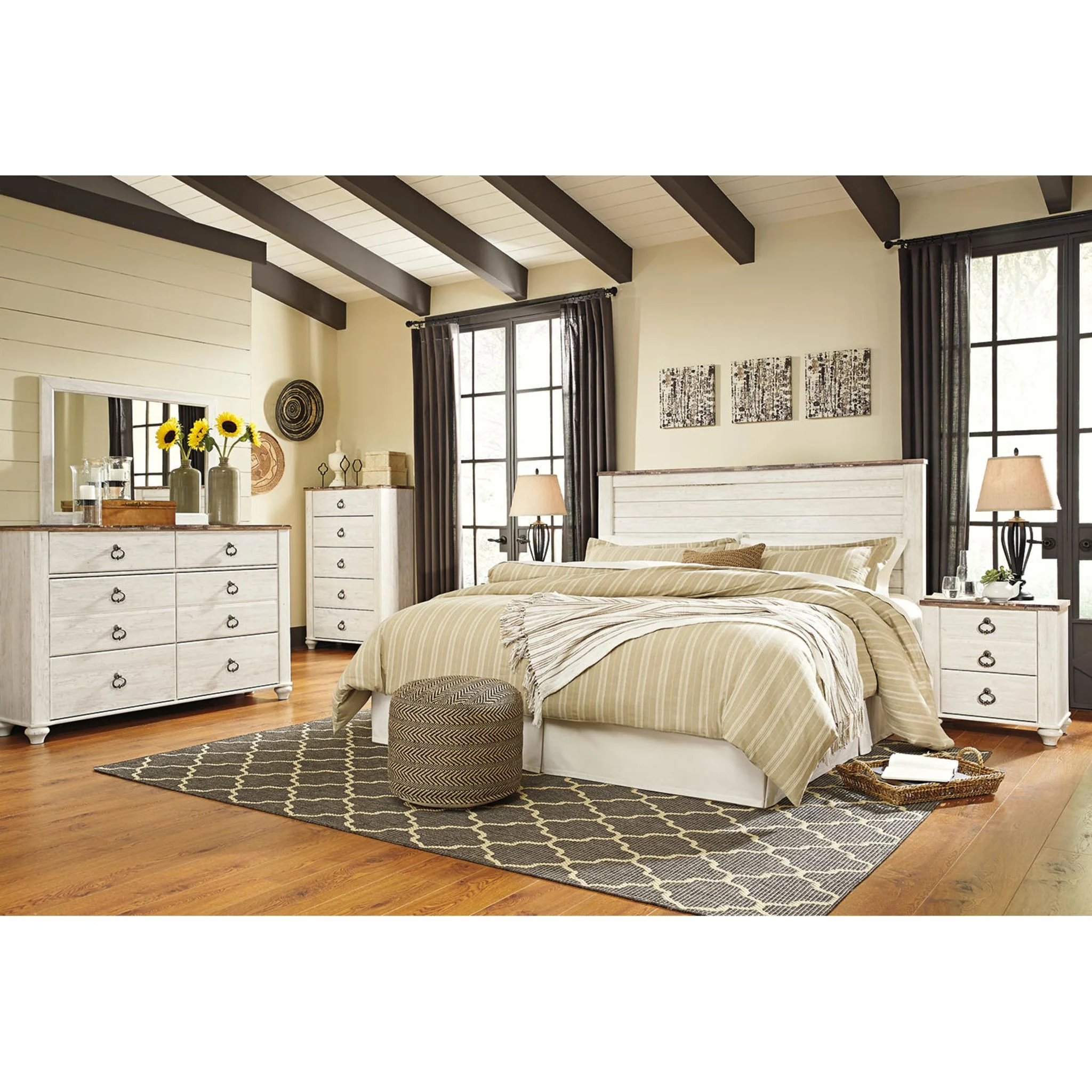 Willowton Panel Headboard - Whitewash - Image 83
