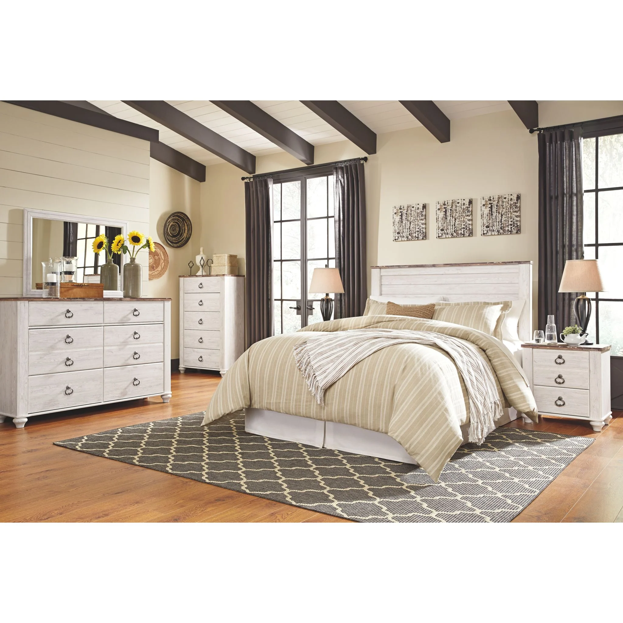Willowton Panel Headboard - Whitewash - Image 9