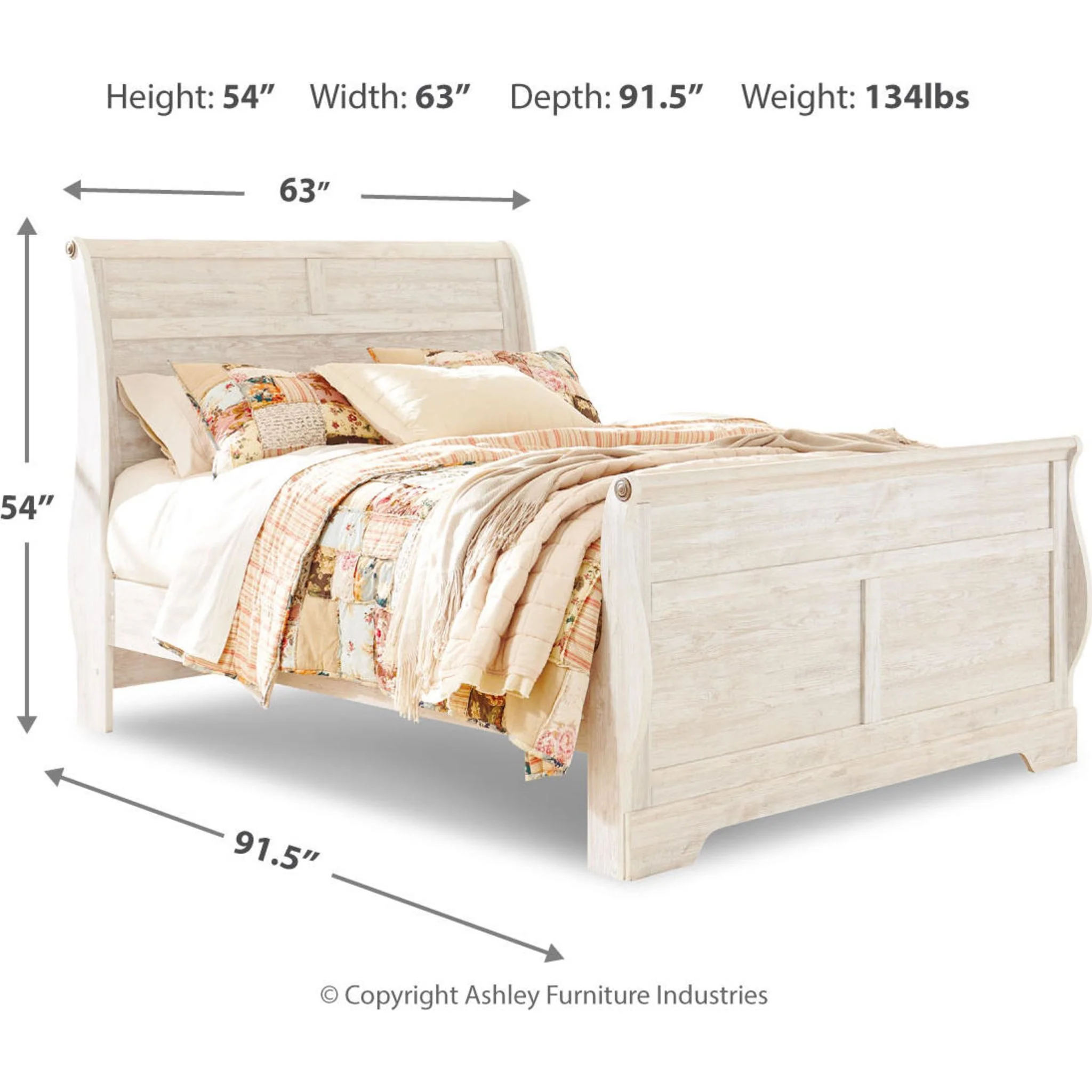 Willowton Queen Sleigh Bed - Image 3