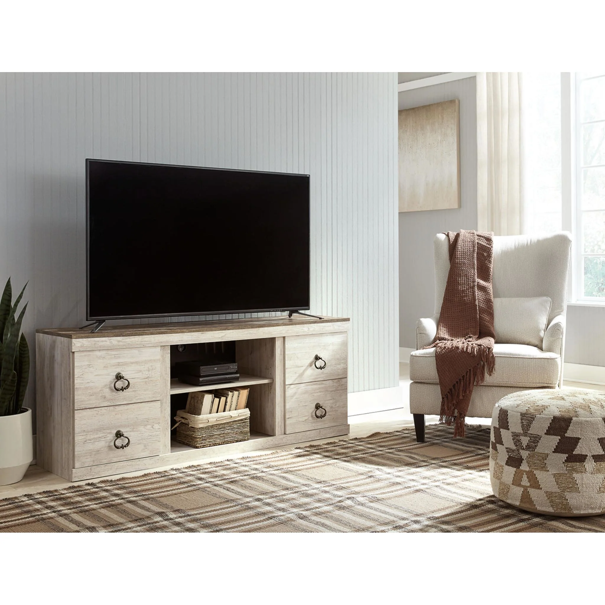 Willowton TV Stand - Whitewash - Image 2