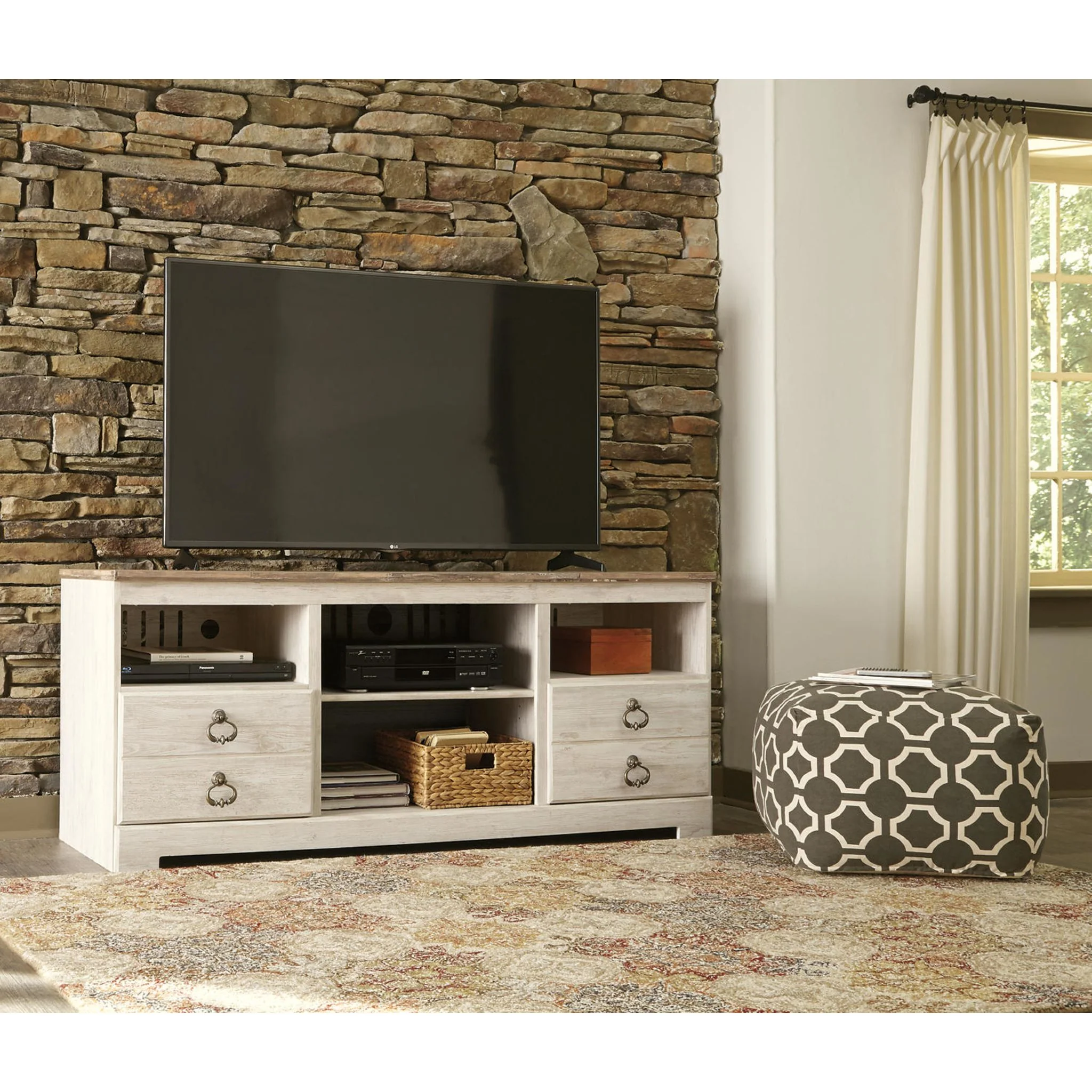 Willowton TV Stand - Whitewash - Image 2