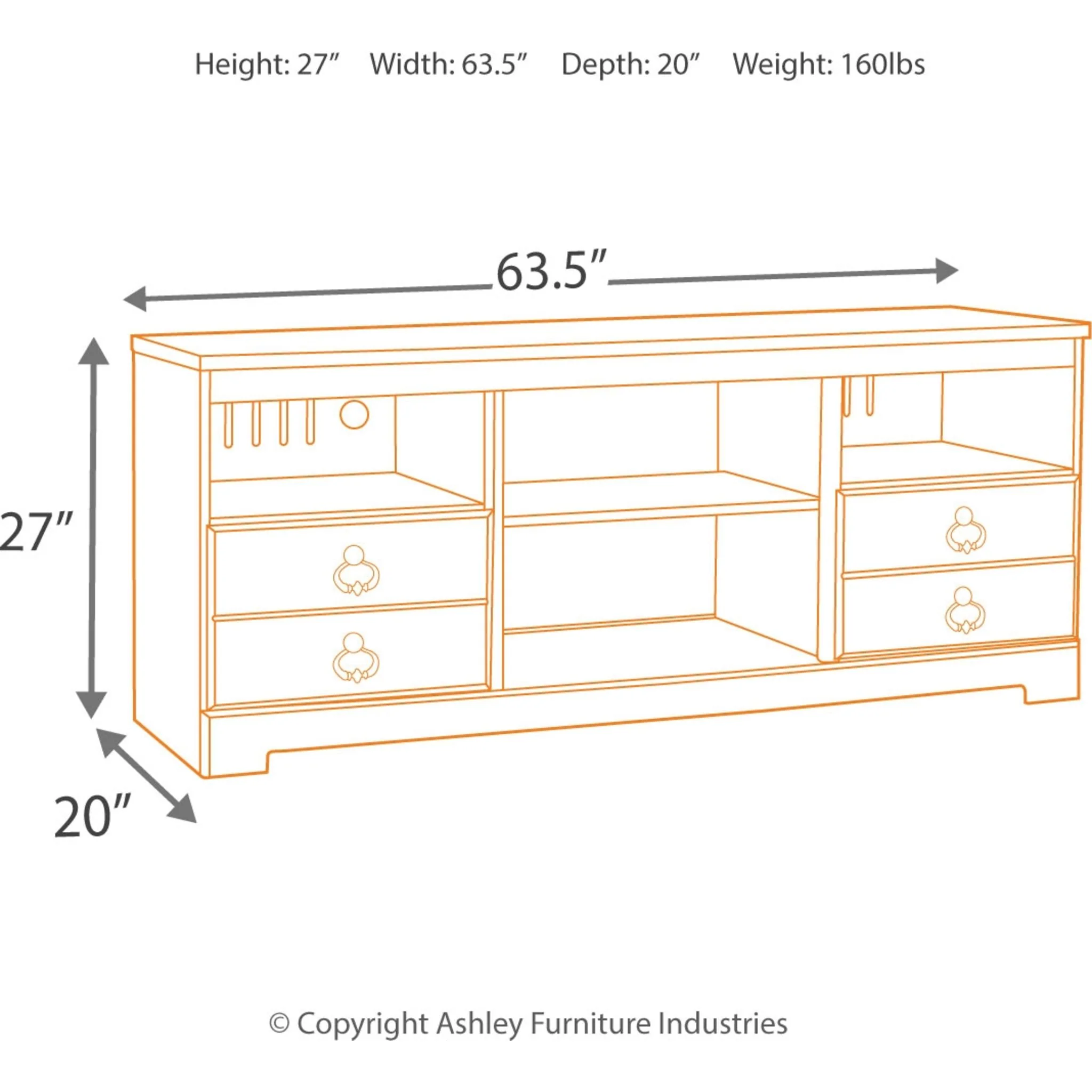 Willowton TV Stand - Whitewash - Image 3