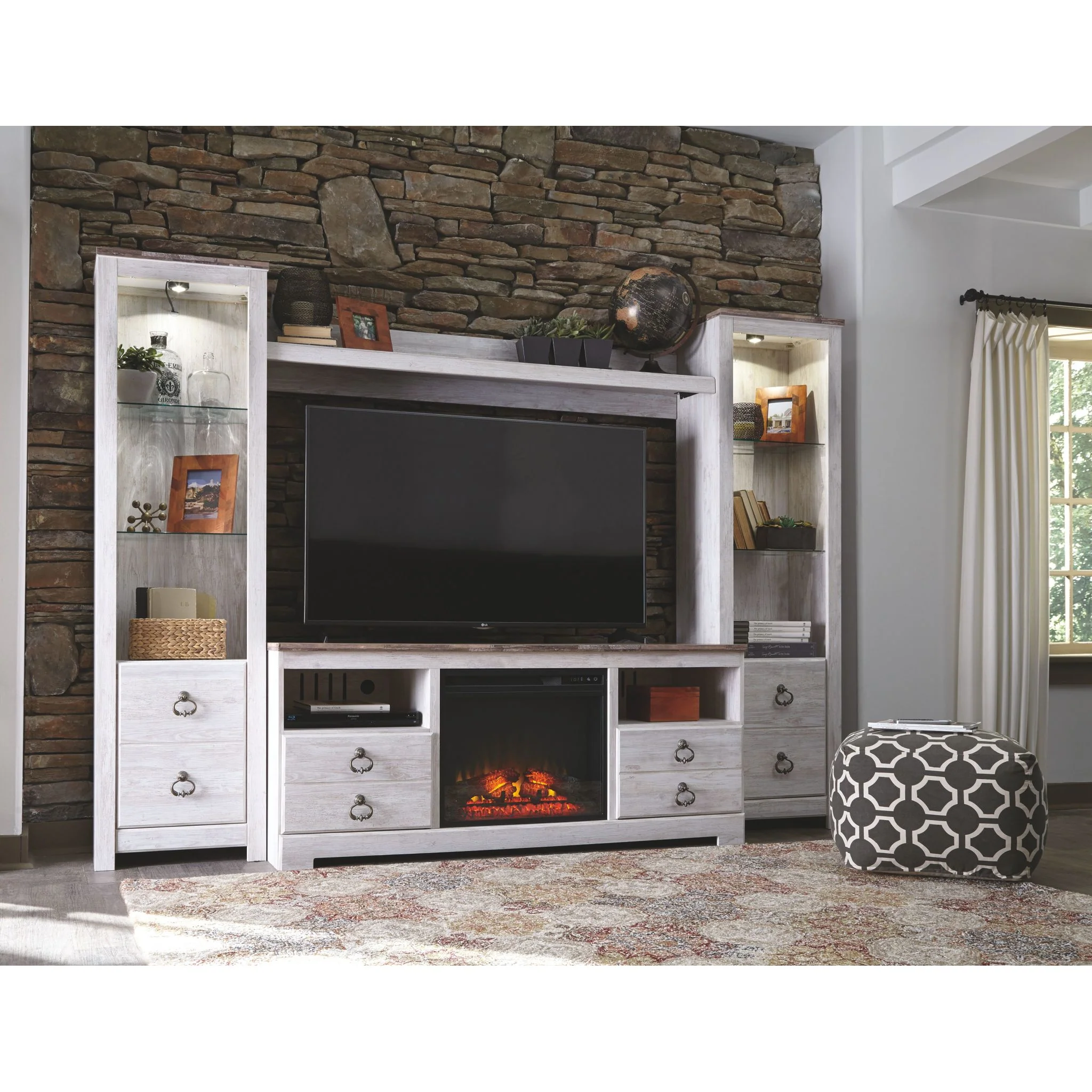 Willowton TV Stand - Whitewash - Image 4