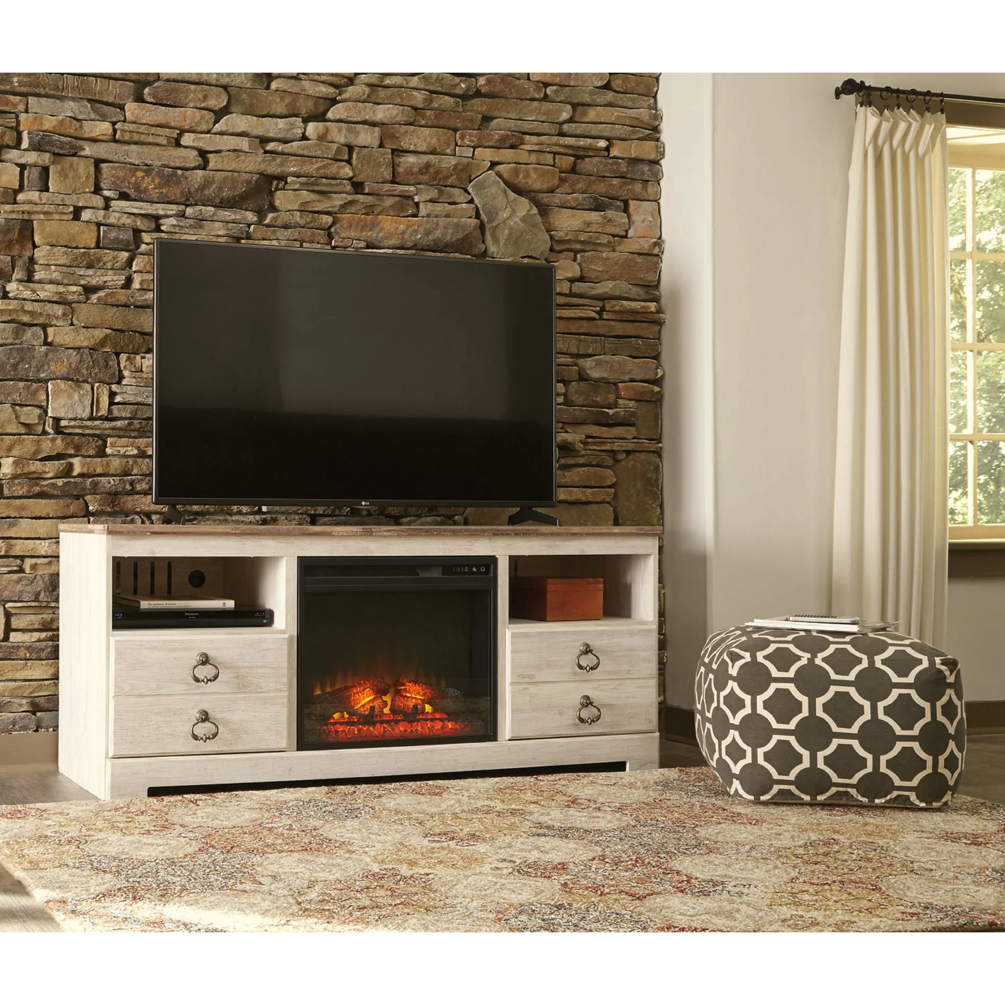 Willowton TV Stand - Whitewash - Image 9