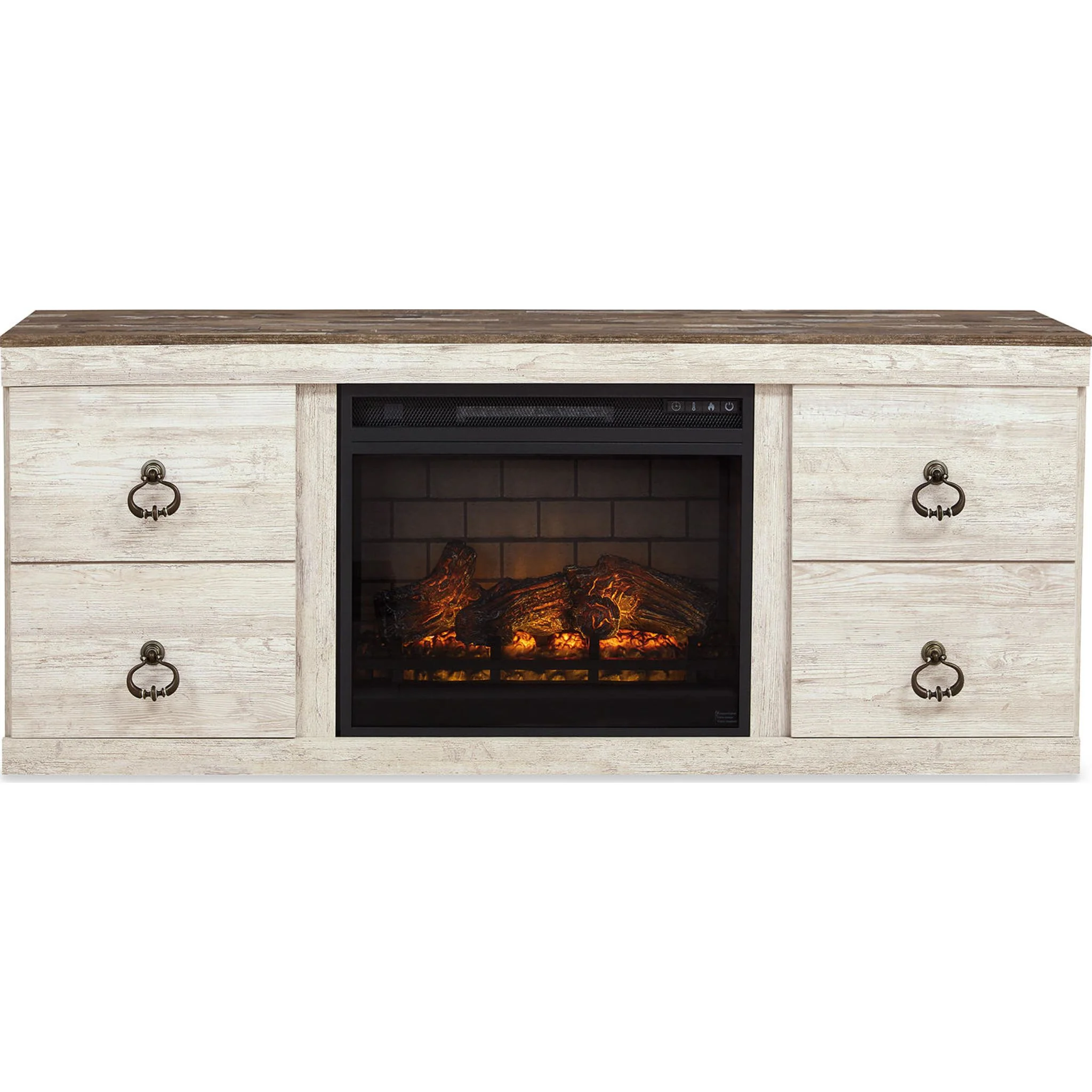 Willowton TV Stand with Fireplace - Whitewash - Image 8
