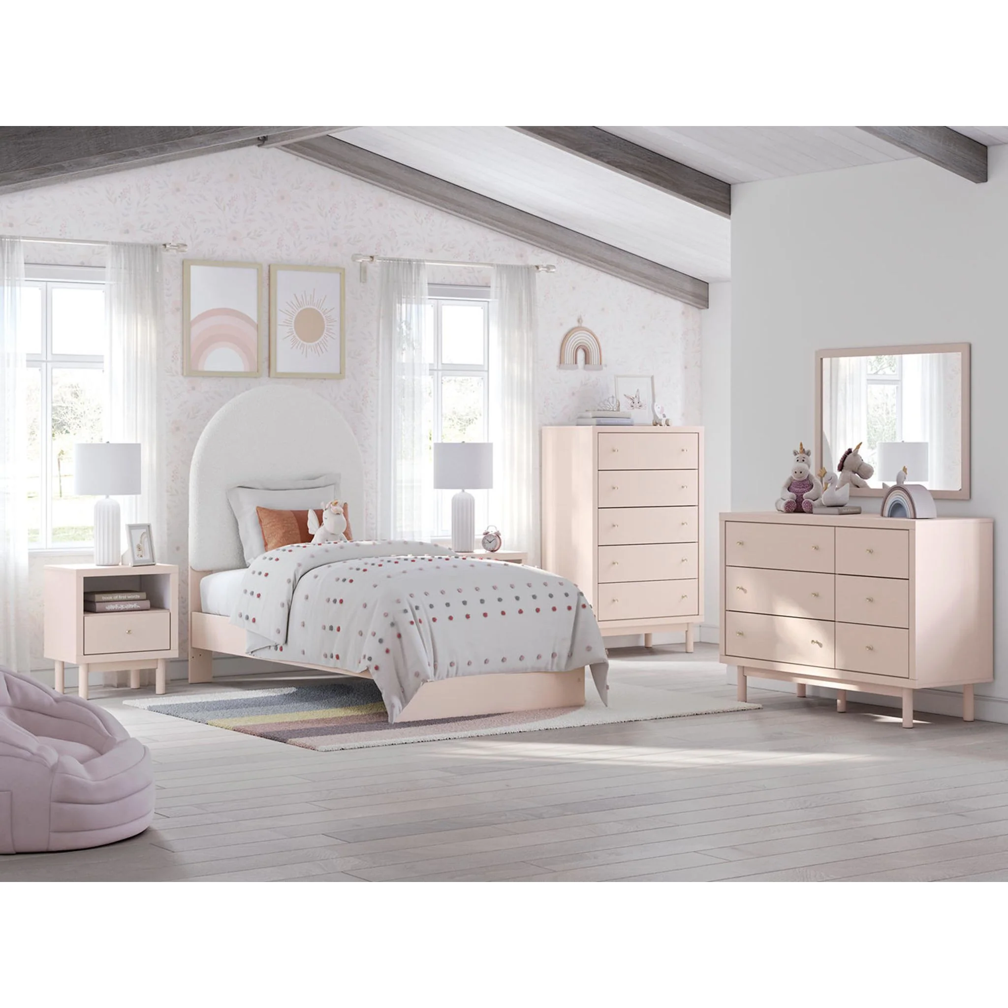 Wistenpine Platform Bed - Blush - Image 9