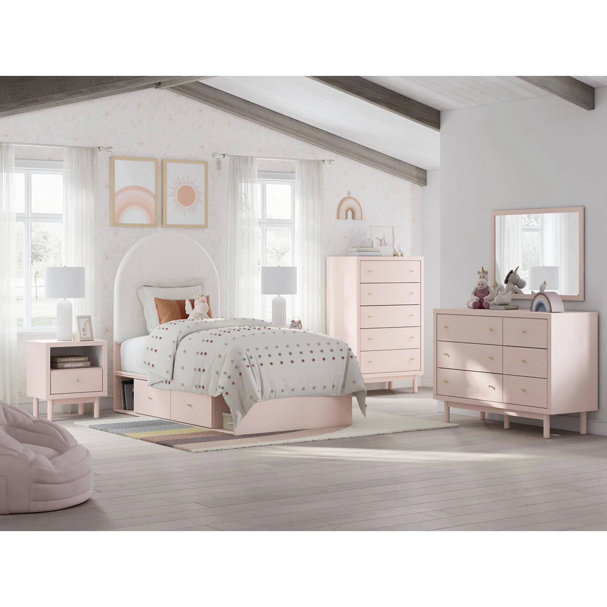 Wistenpine Twin Storage Bed - Blush - Image 18