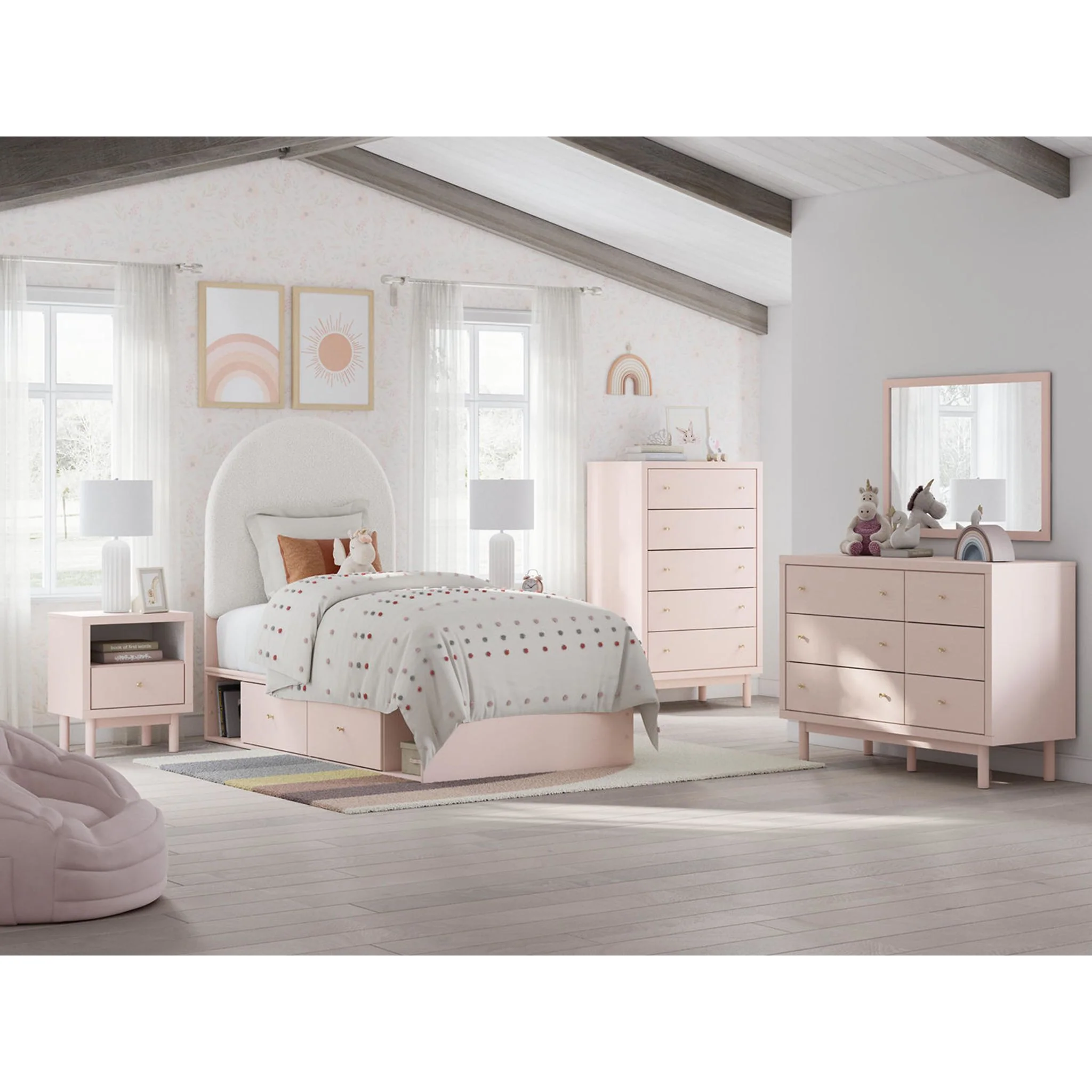 Wistenpine Twin Storage Bed - Blush - Image 3