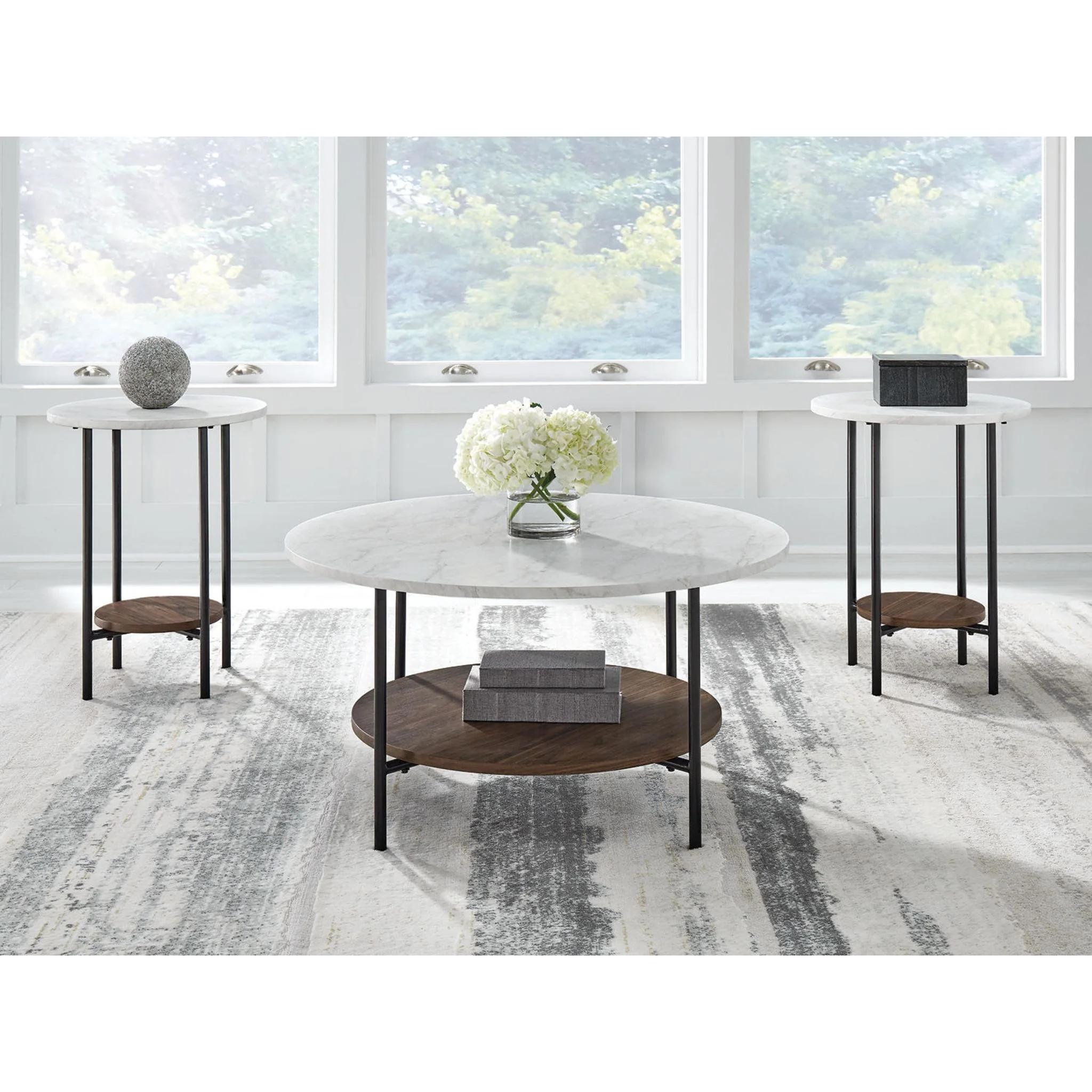 Wrenwich 3 Pack Tables - Brown/Black/White - Image 2