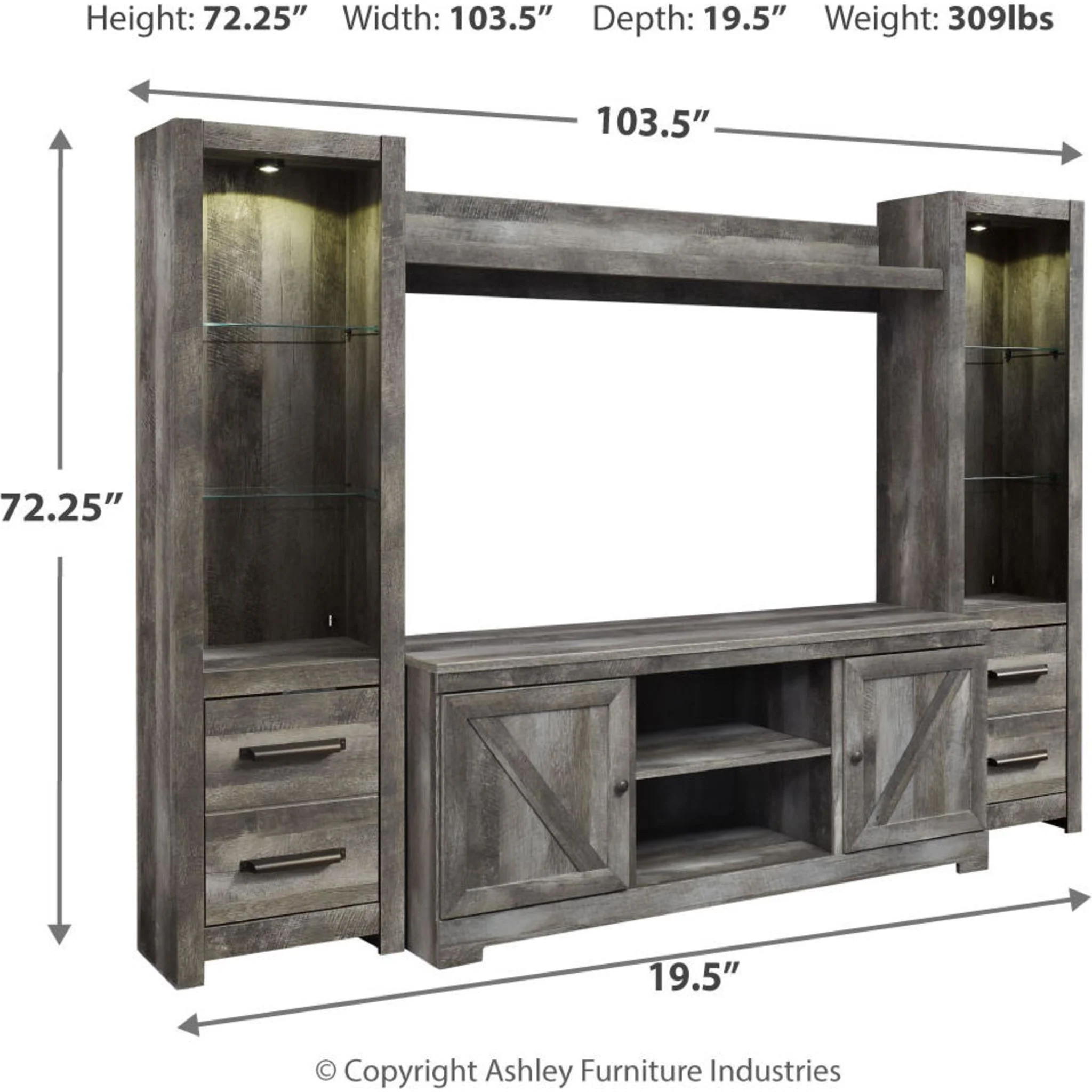 Wynnlow 4 Piece Entertainment Unit - Gray - Image 19