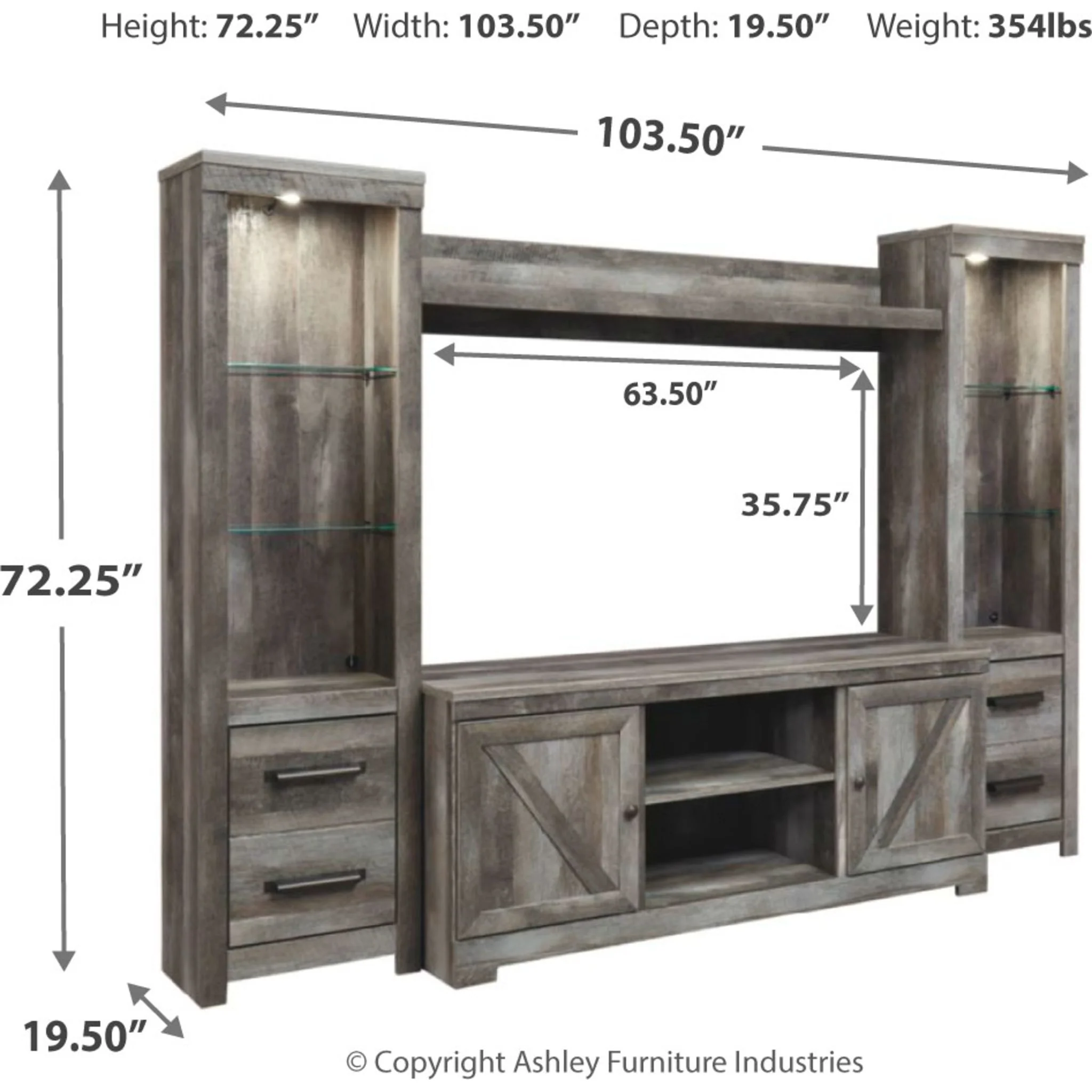 Wynnlow 4 Piece Entertainment Unit - Gray - Image 5