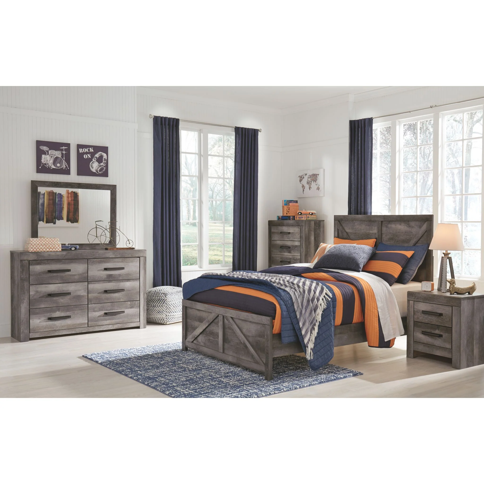 Wynnlow Crossbuck Panel Bed - Gray - Image 24