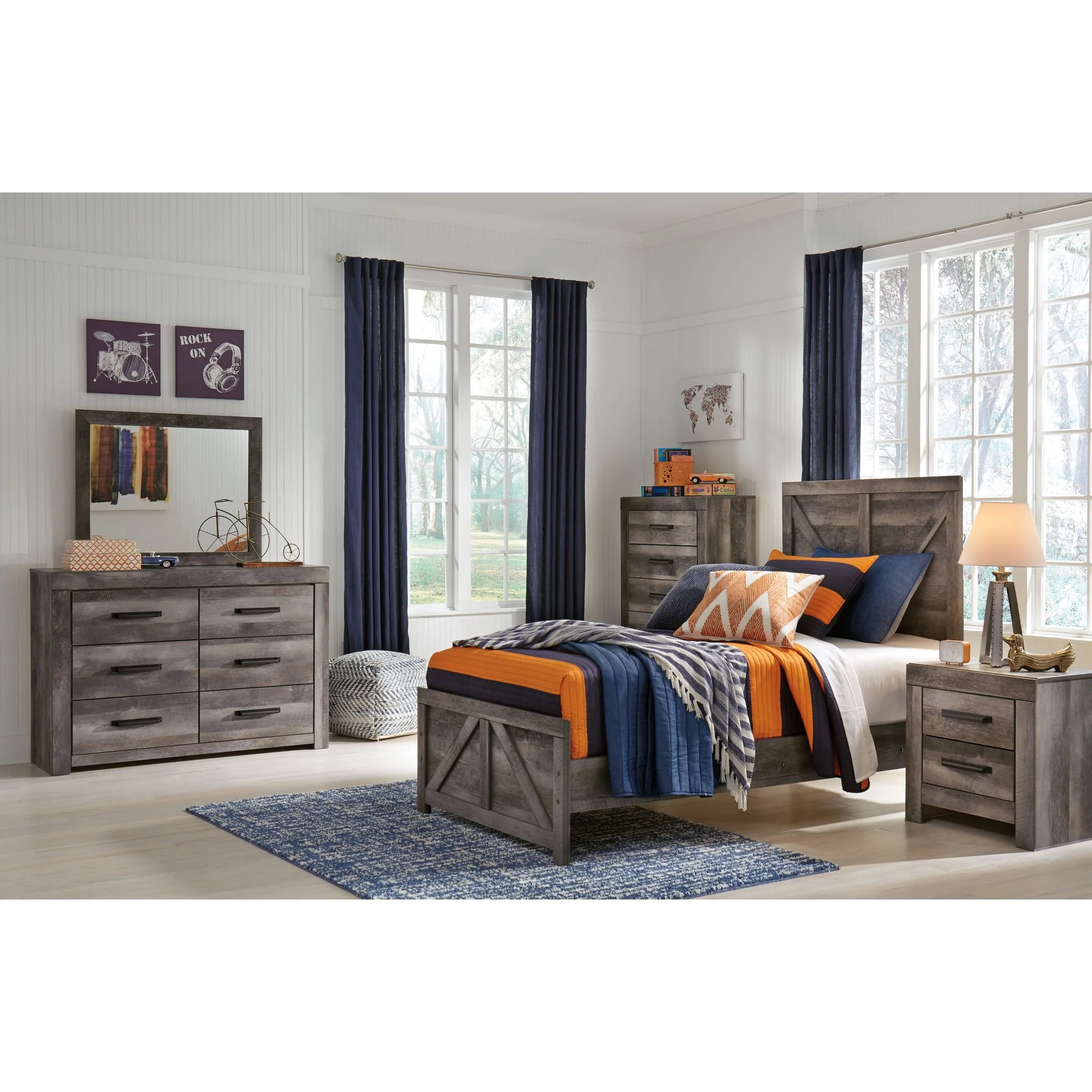 Wynnlow Crossbuck Panel Bed - Gray - Image 8