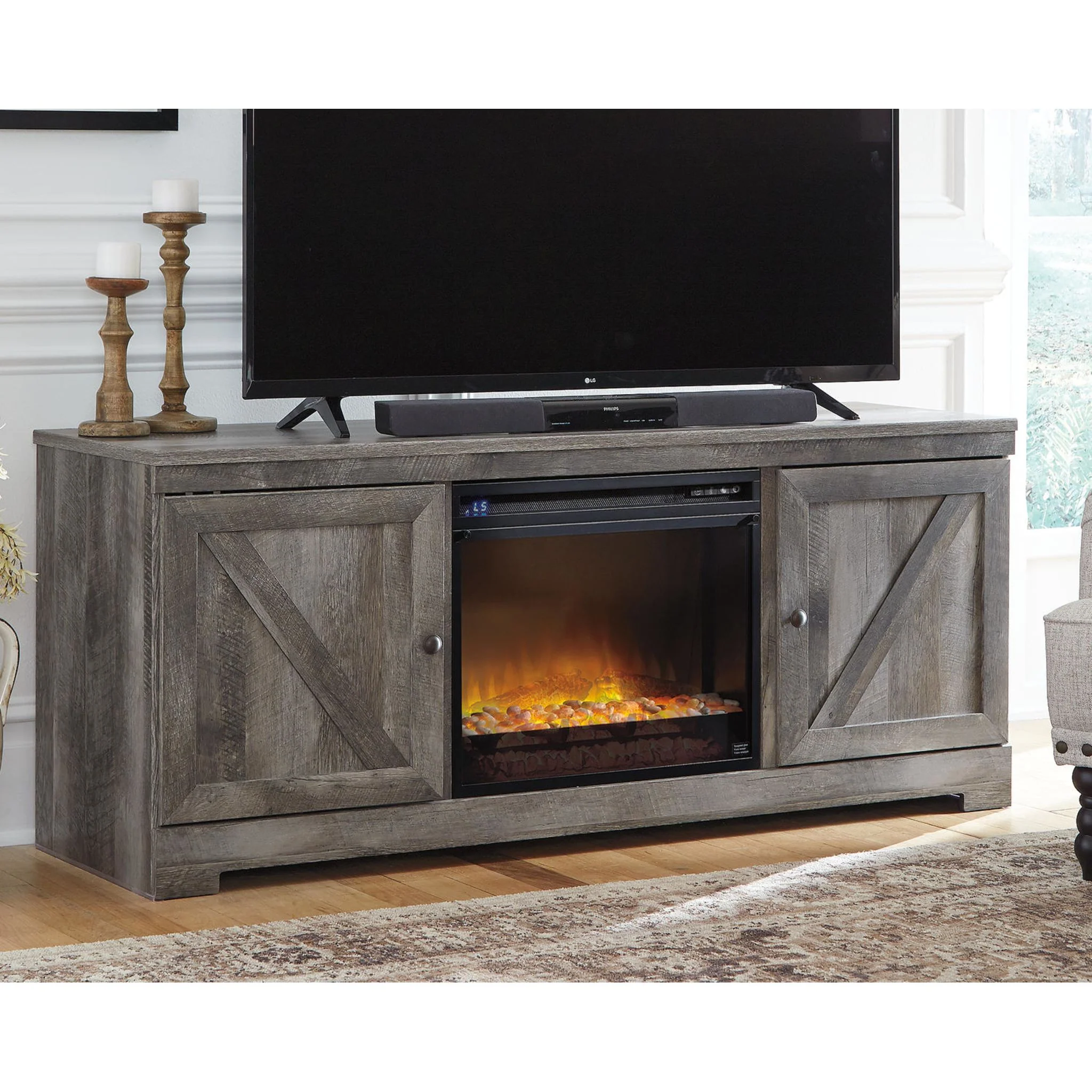 Wynnlow Entertainment Unit with Fireplace - Gray - Image 12