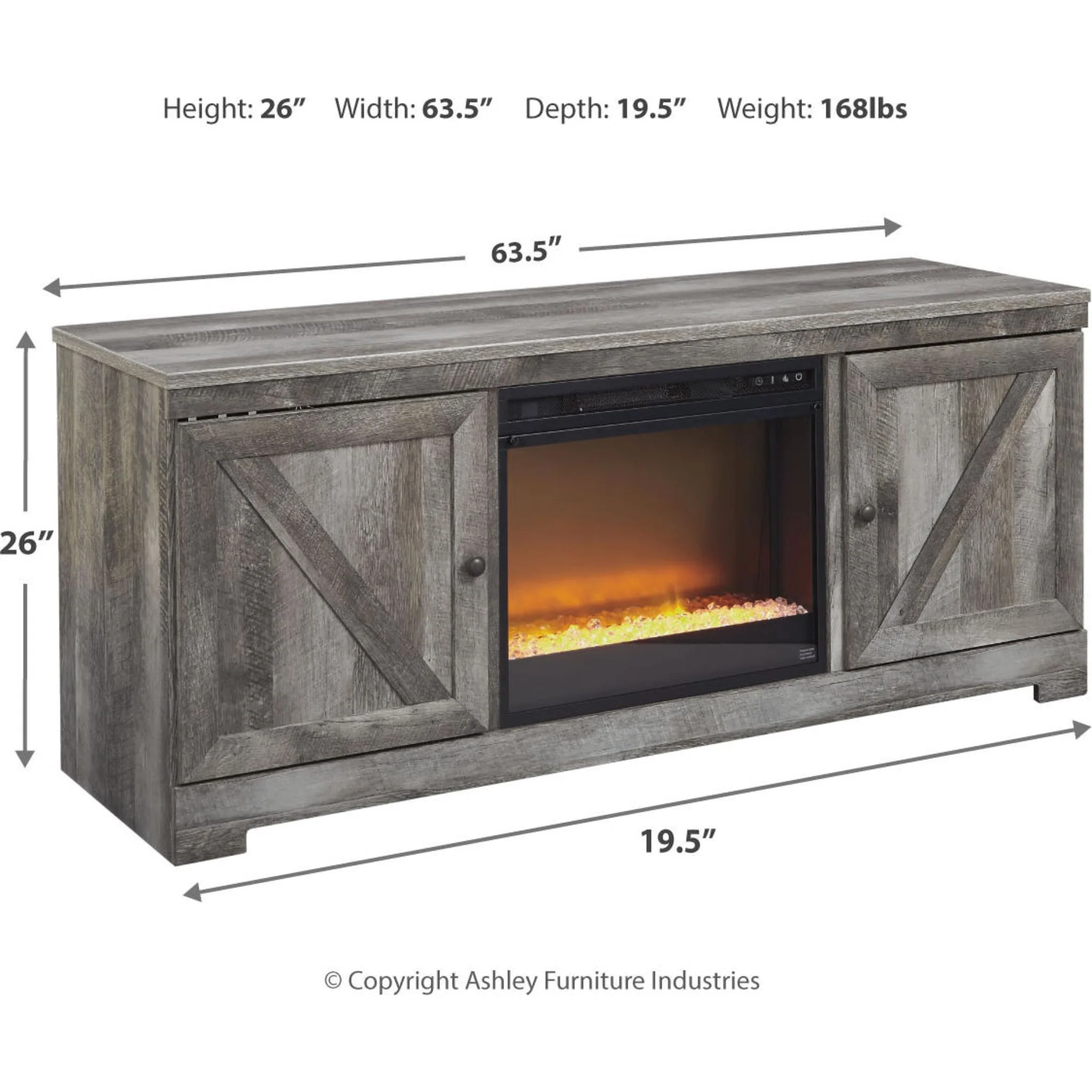 Wynnlow Entertainment Unit with Fireplace - Gray - Image 19