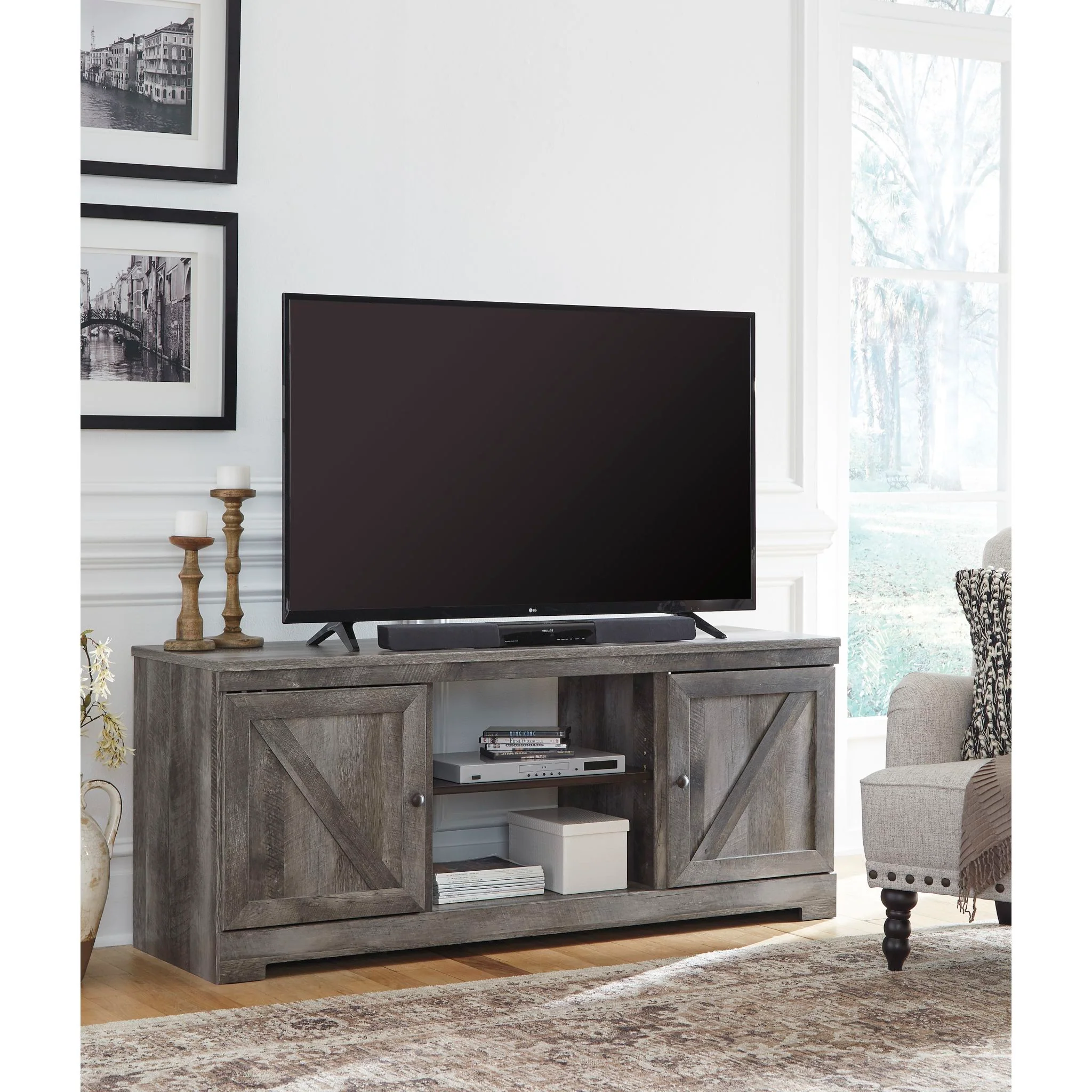 Wynnlow Entertainment Unit with Fireplace - Gray - Image 2