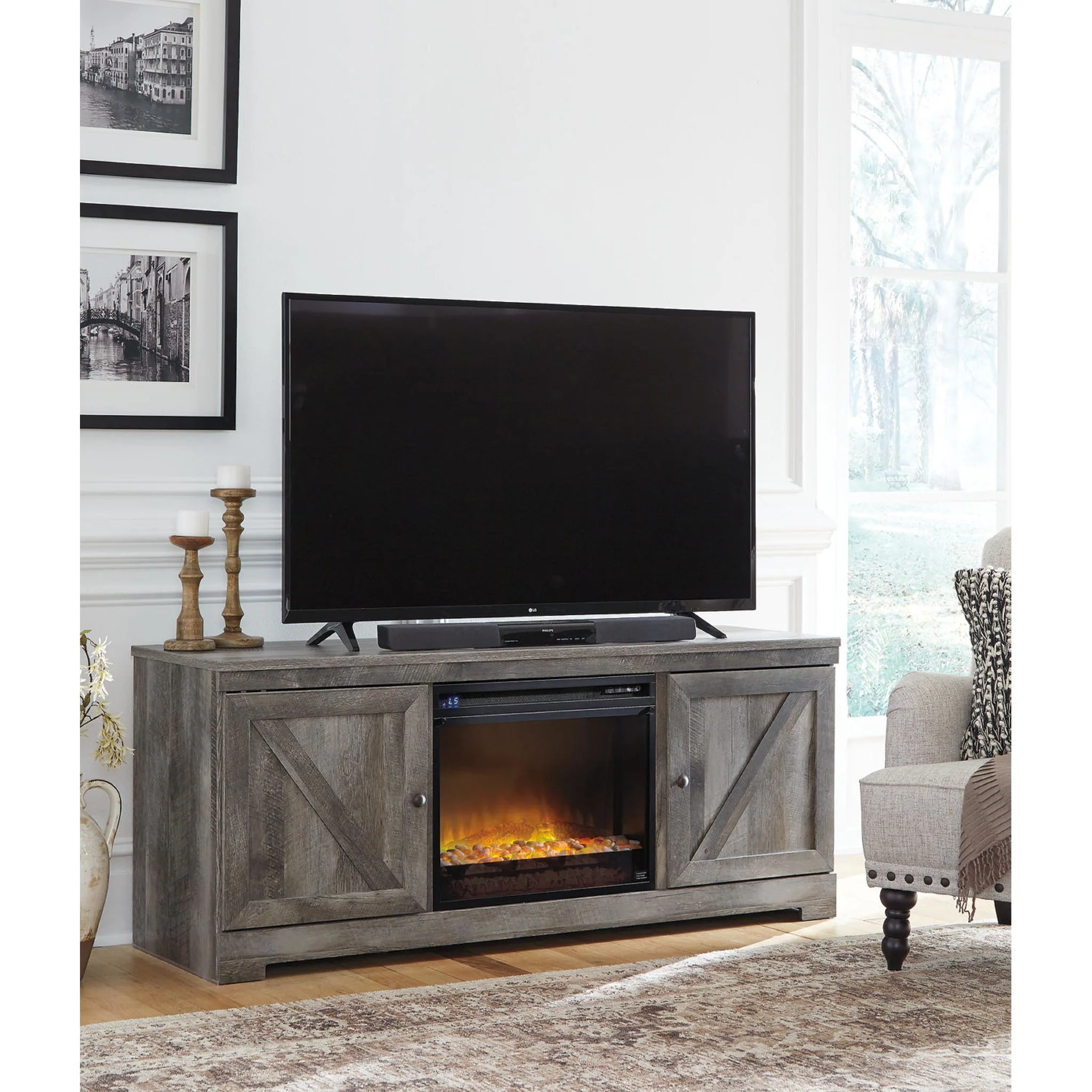 Wynnlow Entertainment Unit with Fireplace - Gray - Image 20