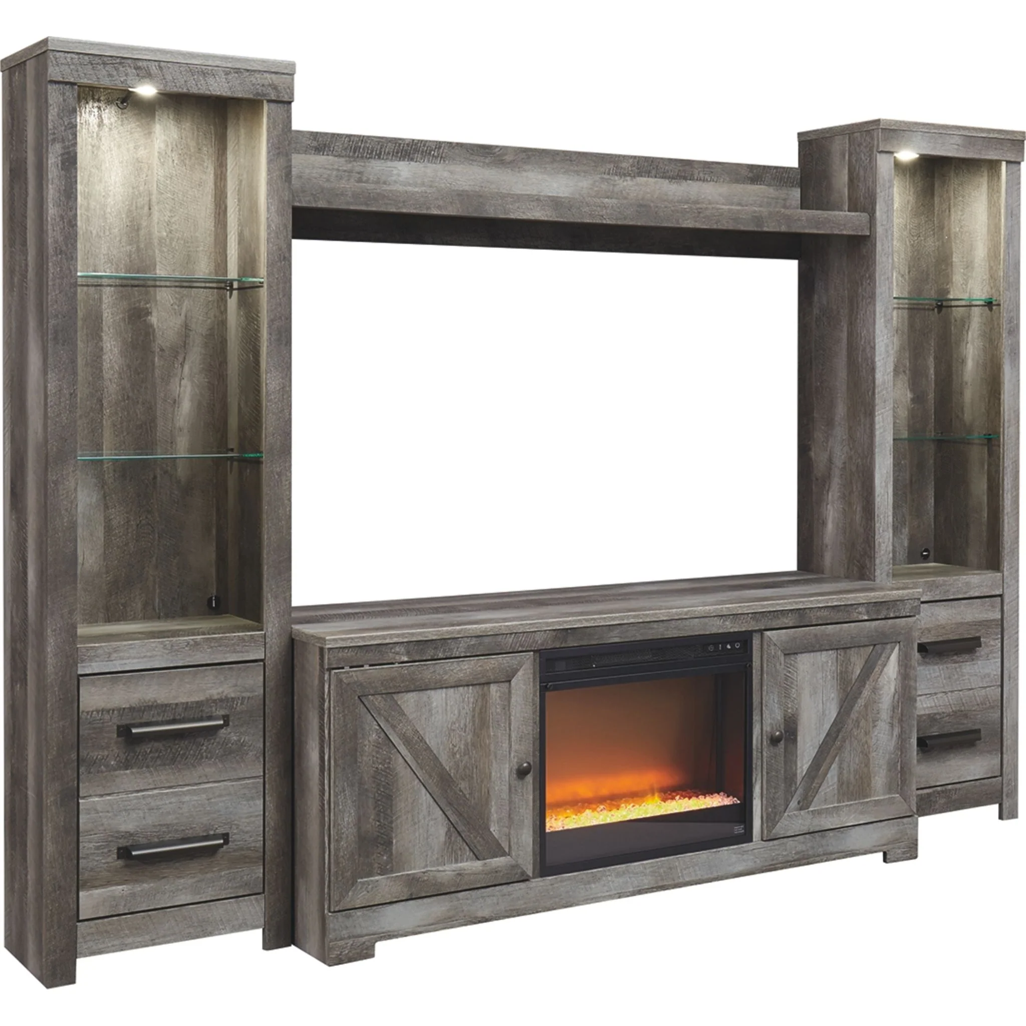Wynnlow Entertainment Unit with Fireplace - Gray