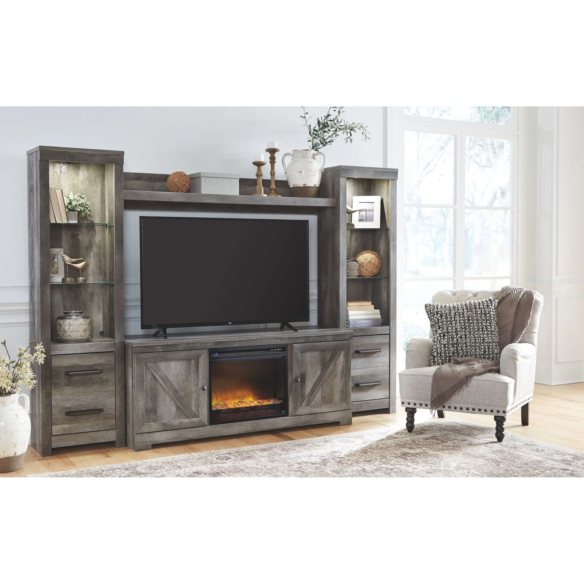 Wynnlow Entertainment Unit with Fireplace - Gray - Image 10
