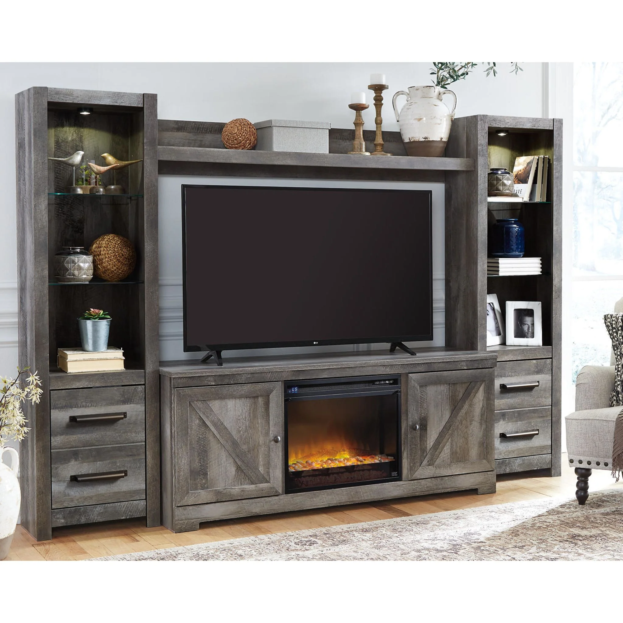 Wynnlow Entertainment Unit with Fireplace - Gray - Image 17