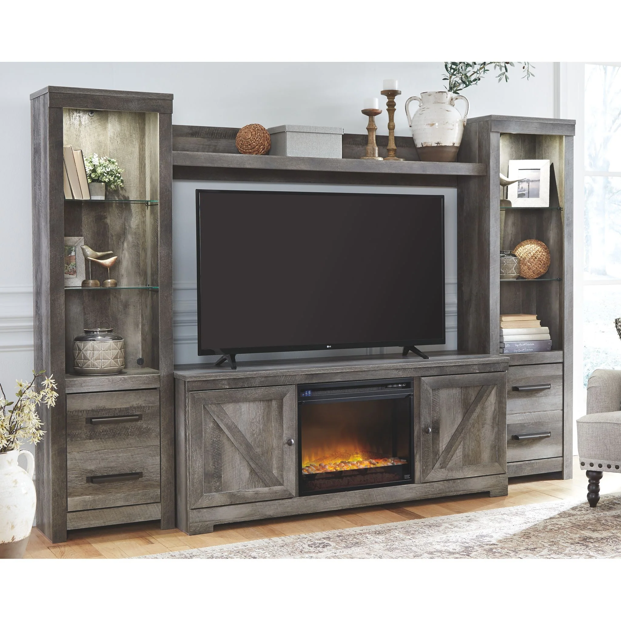 Wynnlow Entertainment Unit with Fireplace - Gray - Image 2