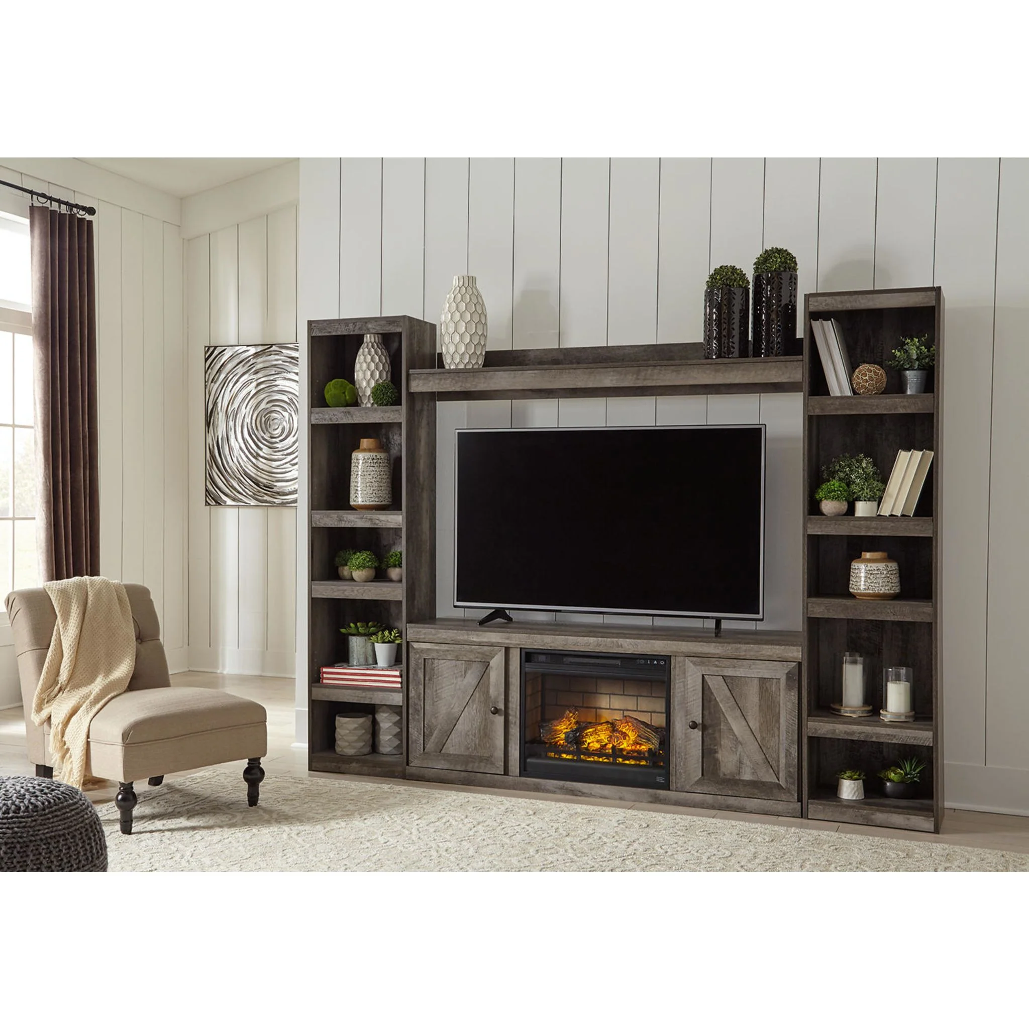 Wynnlow Entertainment Unit with Fireplace - Gray - Image 2