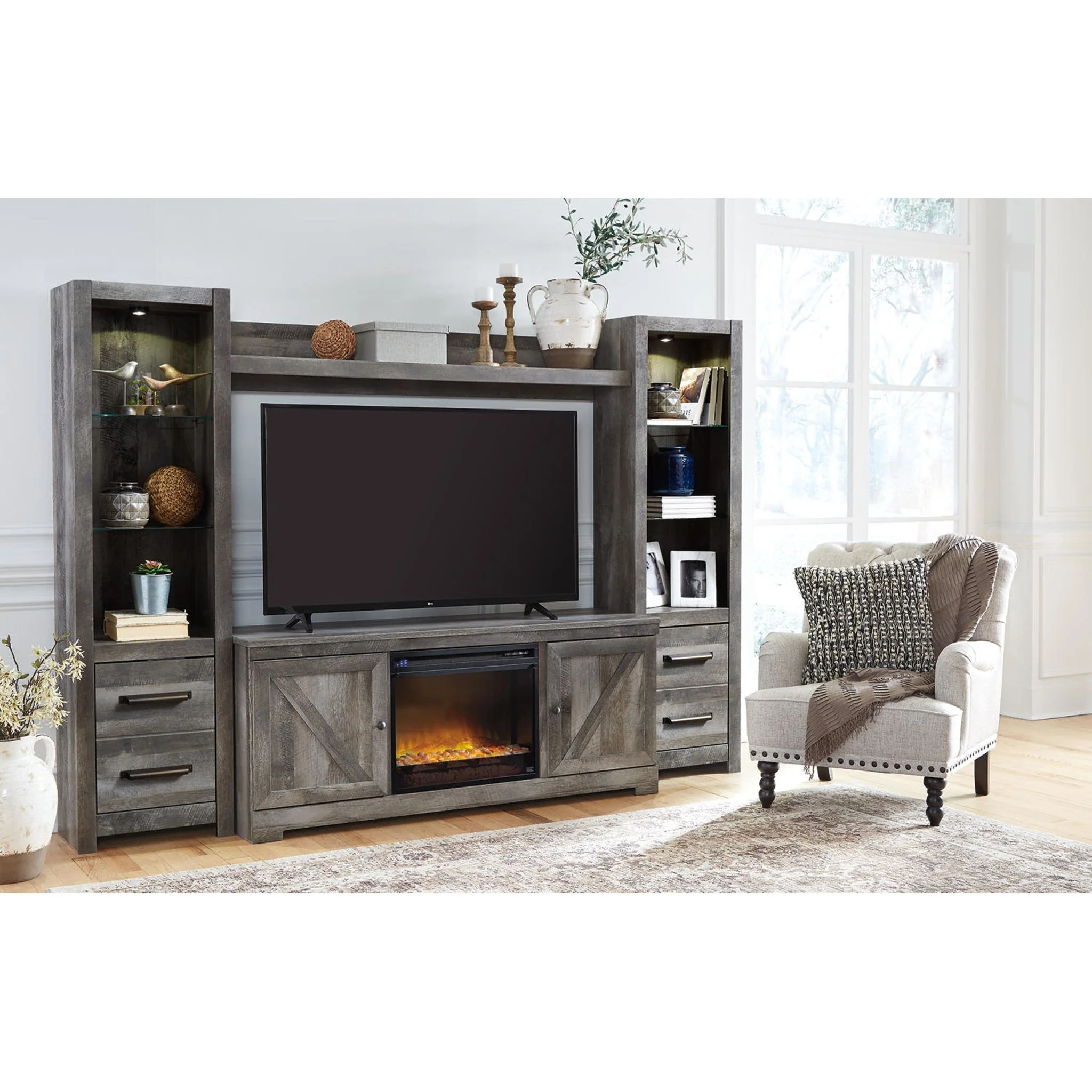 Wynnlow Entertainment Unit with Fireplace - Gray - Image 32