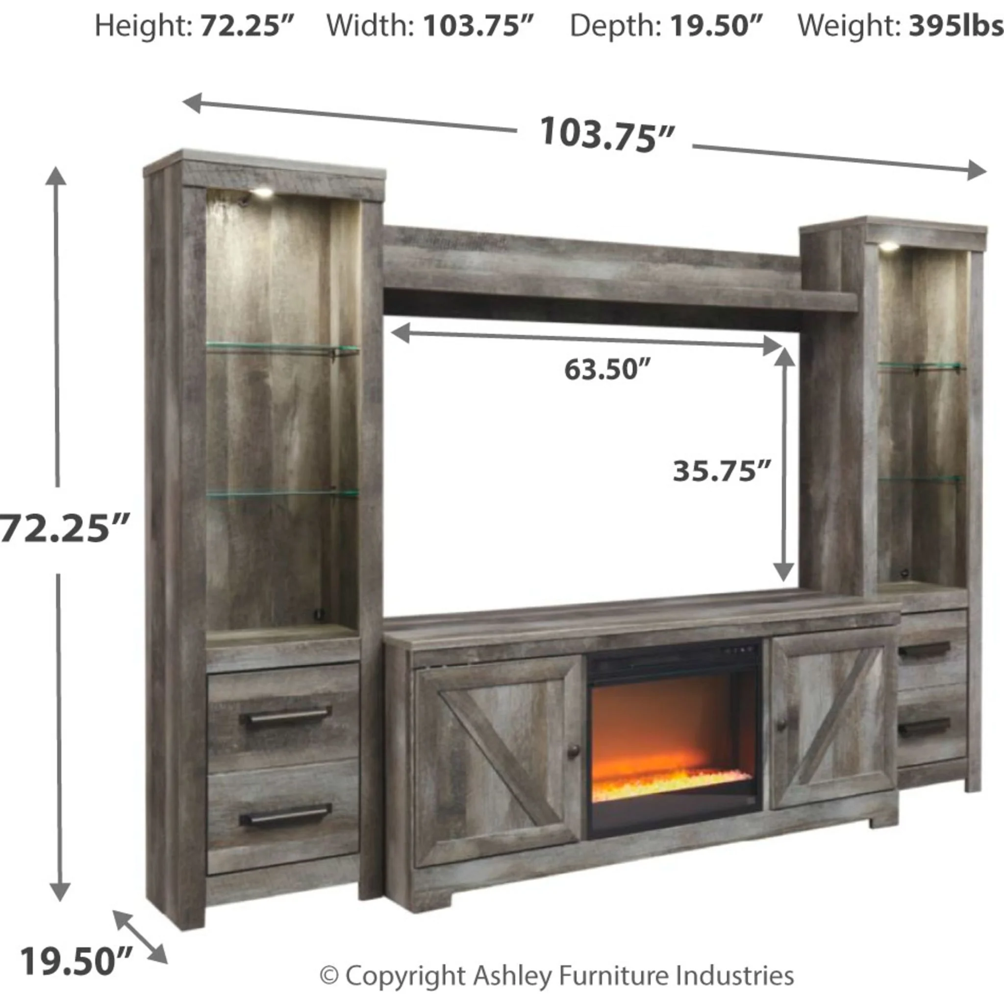 Wynnlow Entertainment Unit with Fireplace - Gray - Image 4