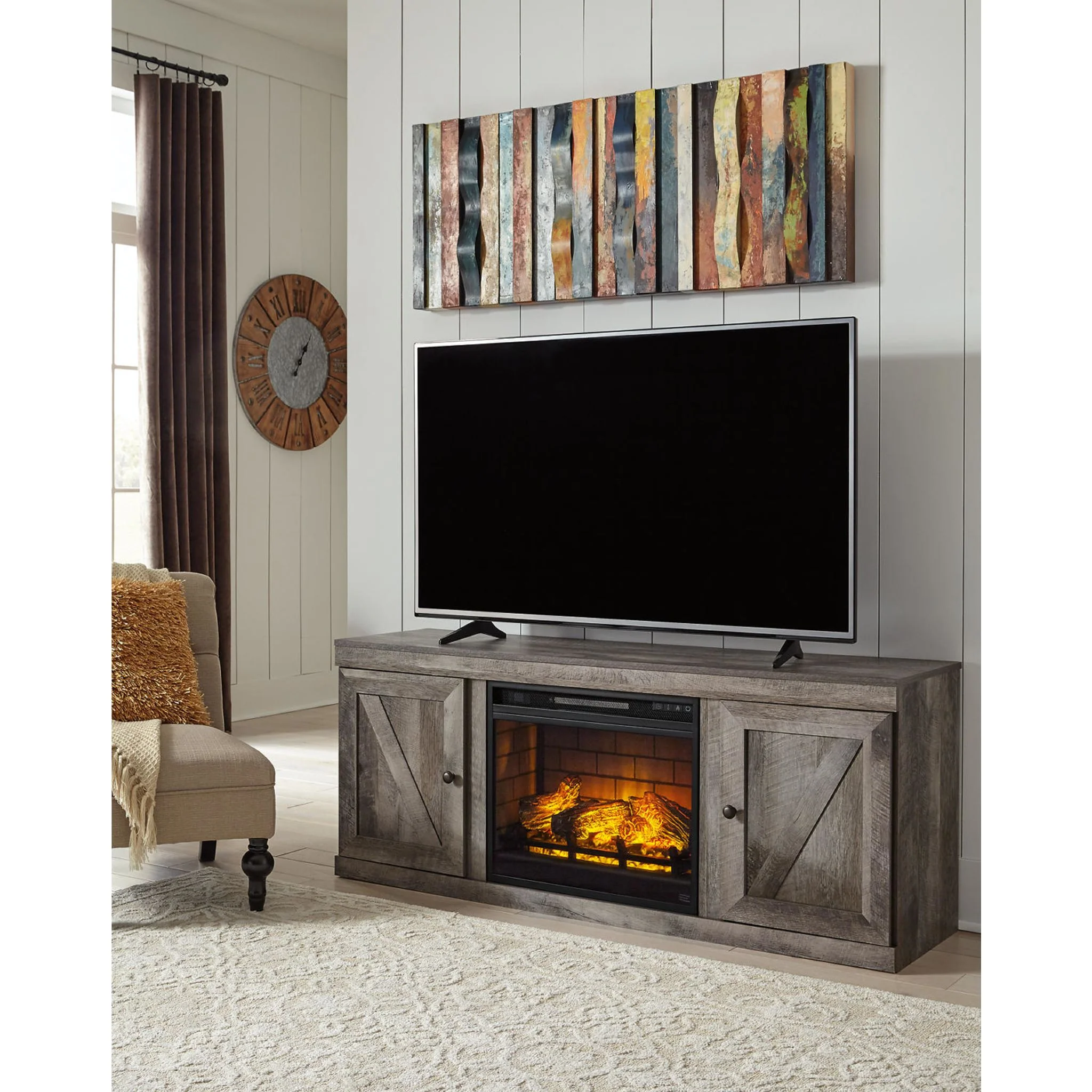 Wynnlow TV Stand with Fireplace - Gray - Image 2