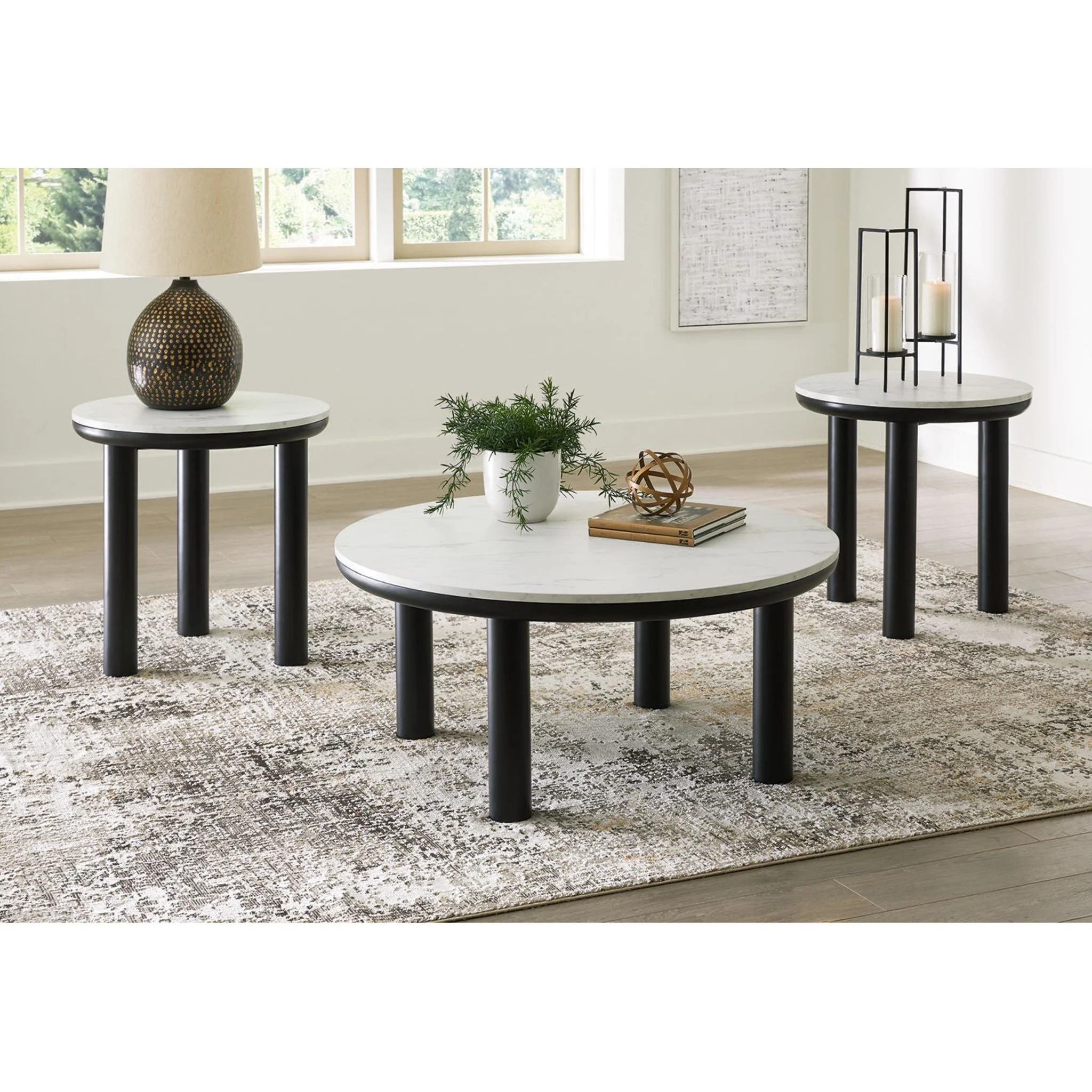 Xandrum 3 Pack Tables - Black/White - Image 2