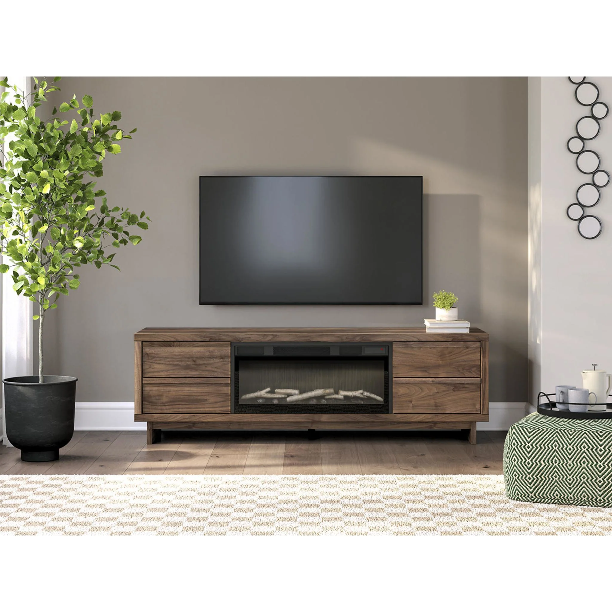 Zadilyn TV Stand with Fireplace - Brown - Image 10