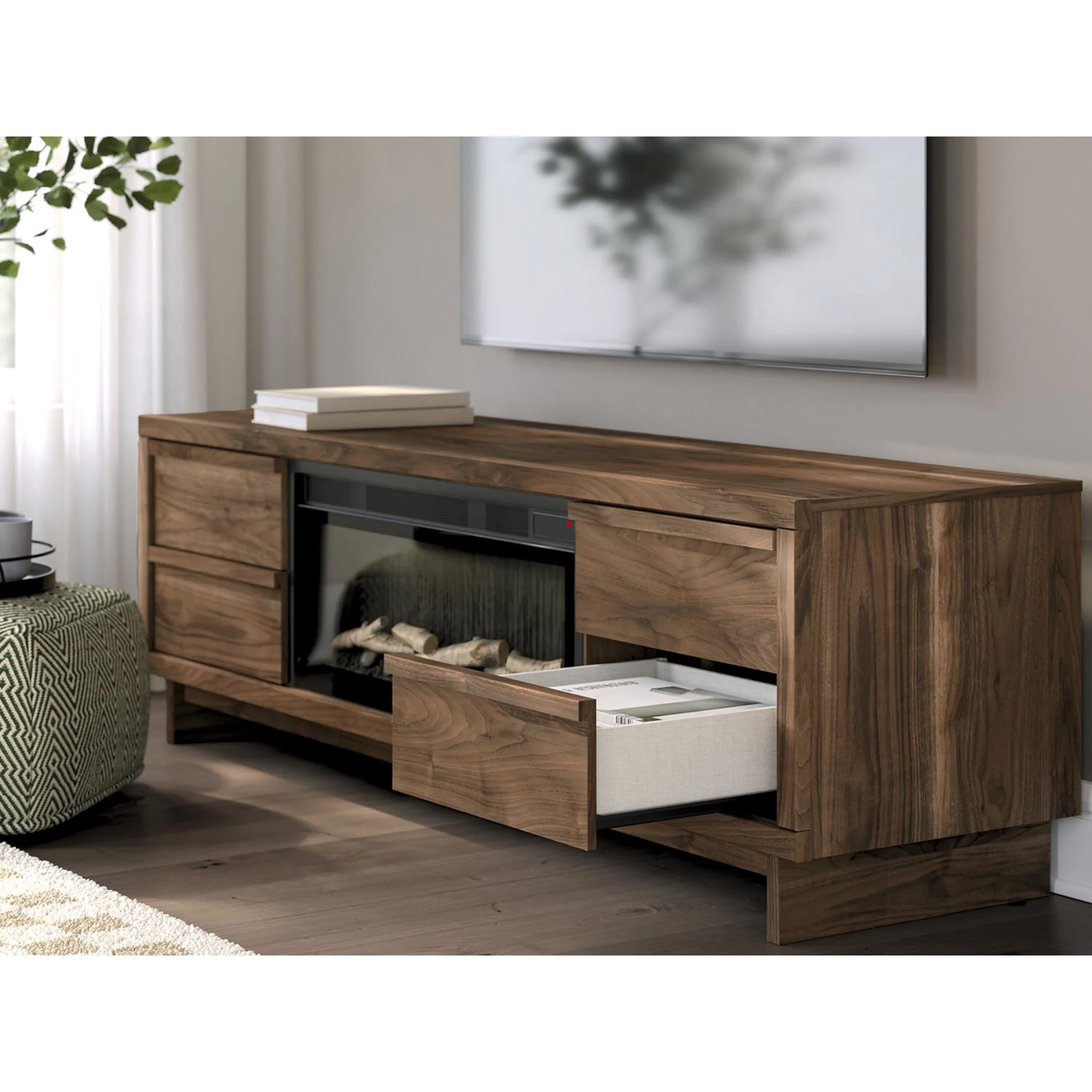 Zadilyn TV Stand with Fireplace - Brown - Image 5