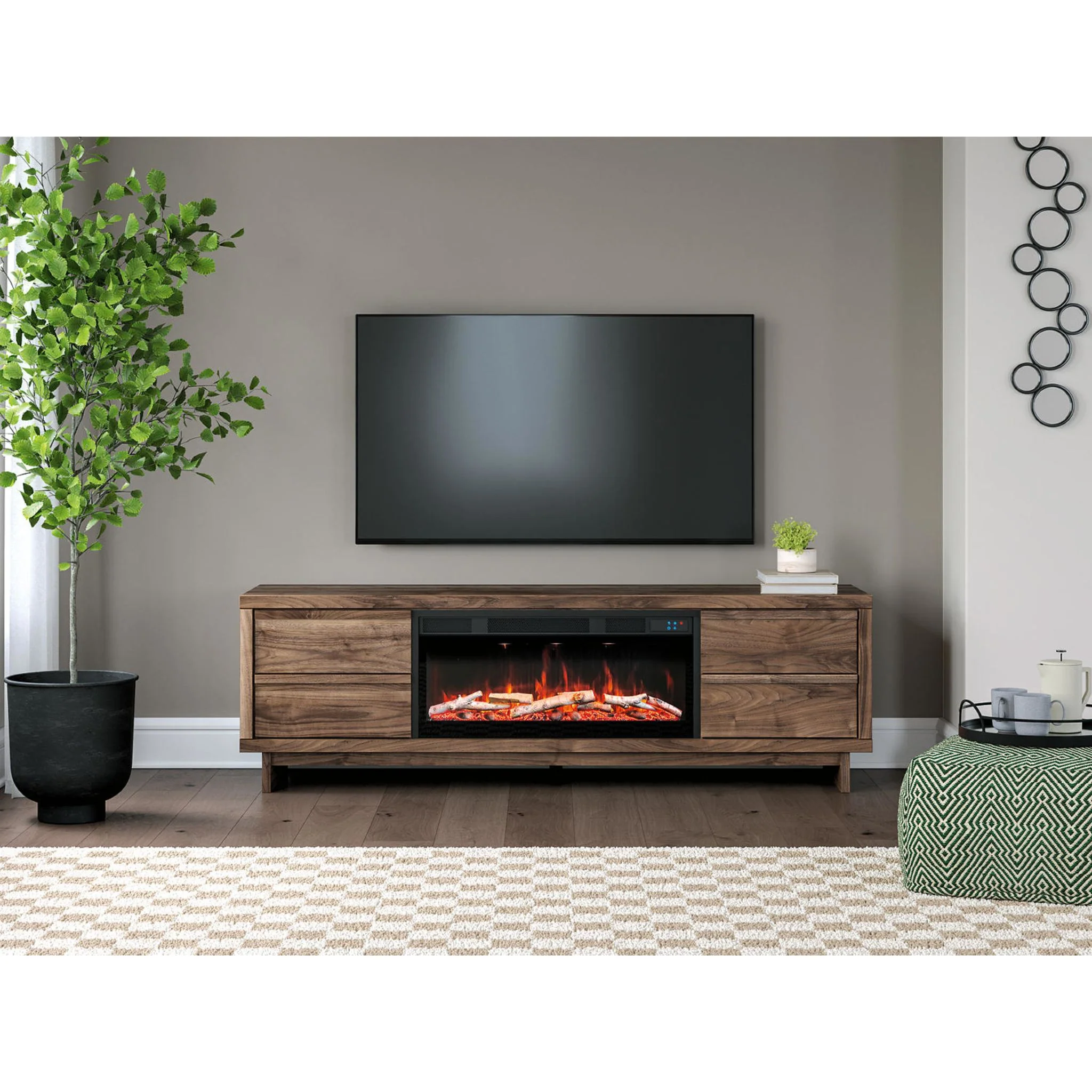 Zadilyn TV Stand with Fireplace - Brown - Image 8