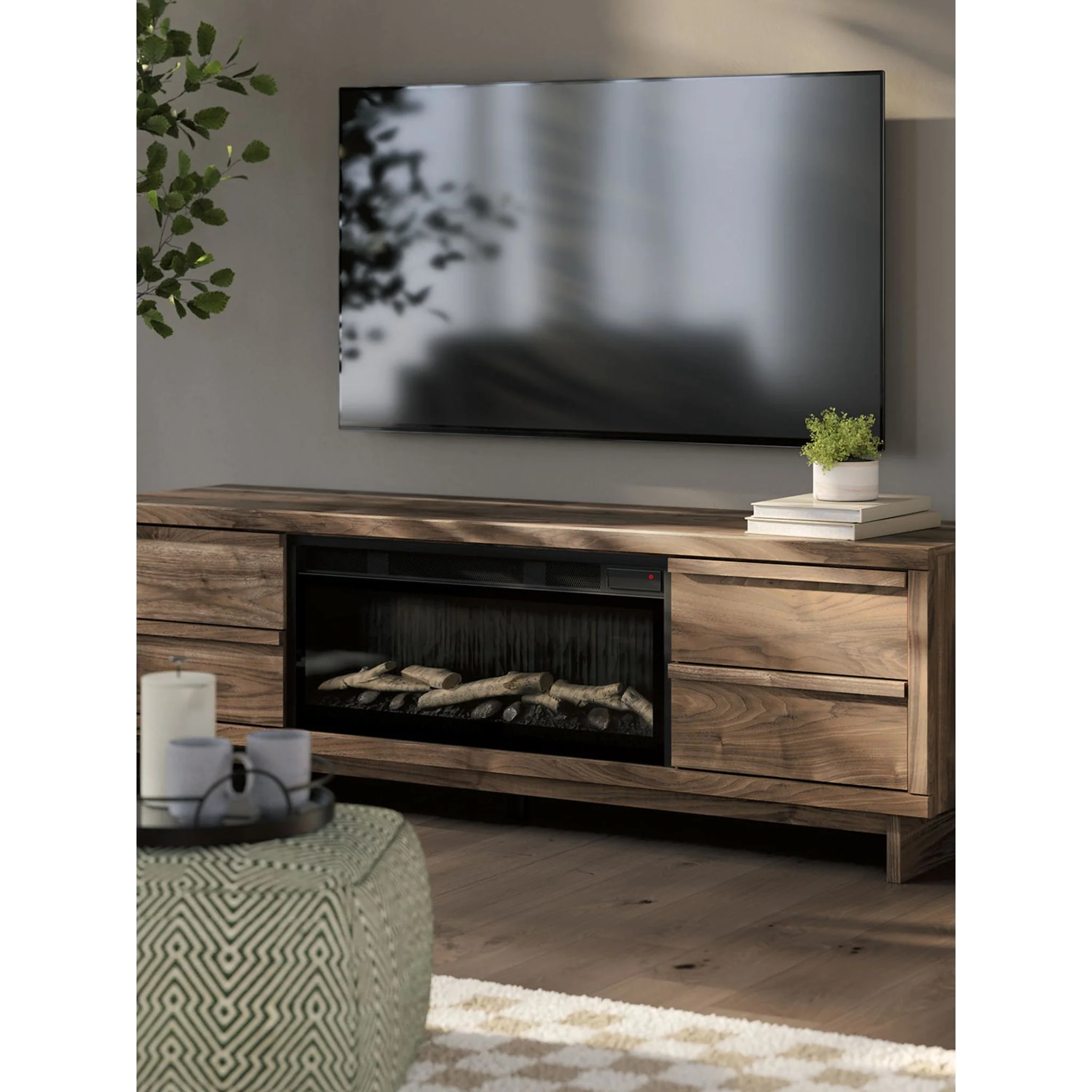 Zadilyn TV Stand with Fireplace - Brown - Image 9