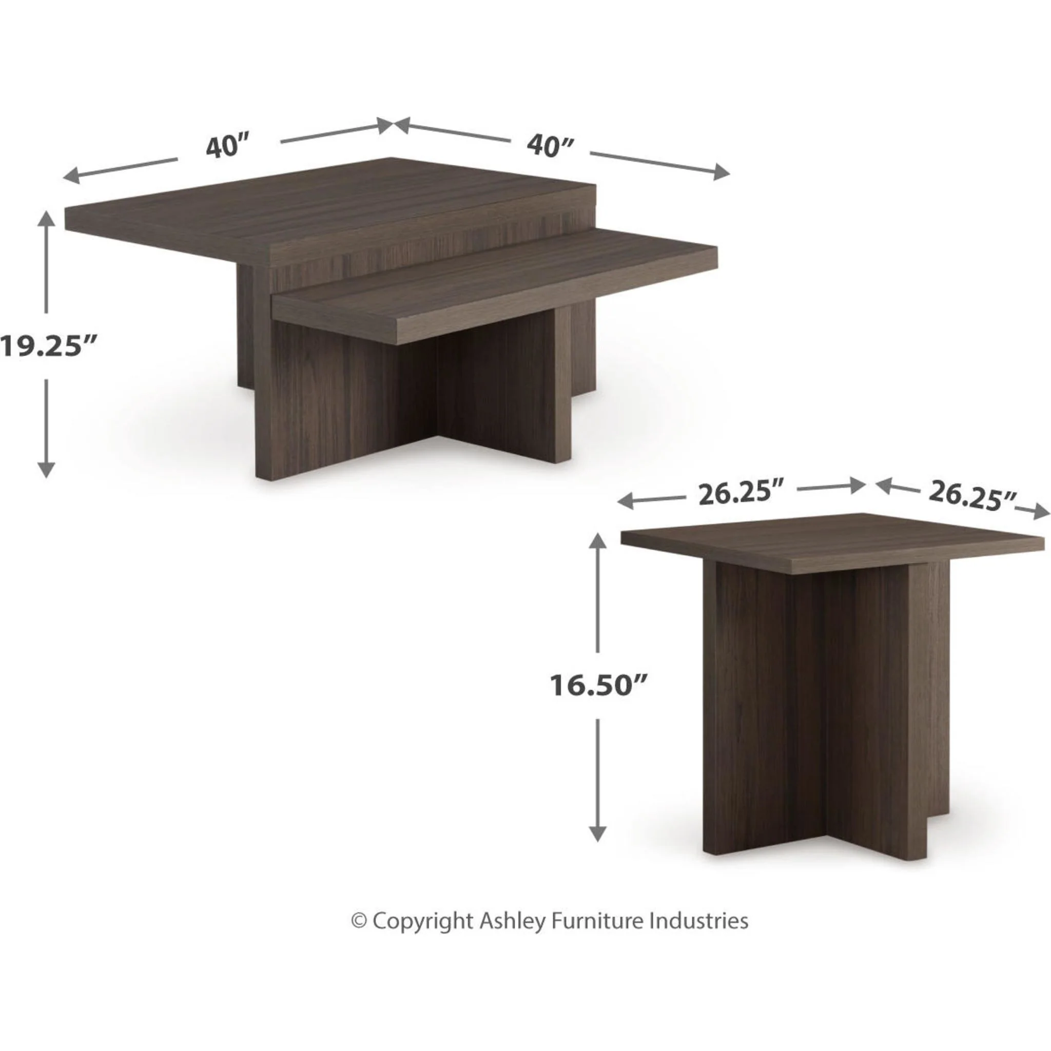 Zendex 2 Pack Tables - Brown - Image 5