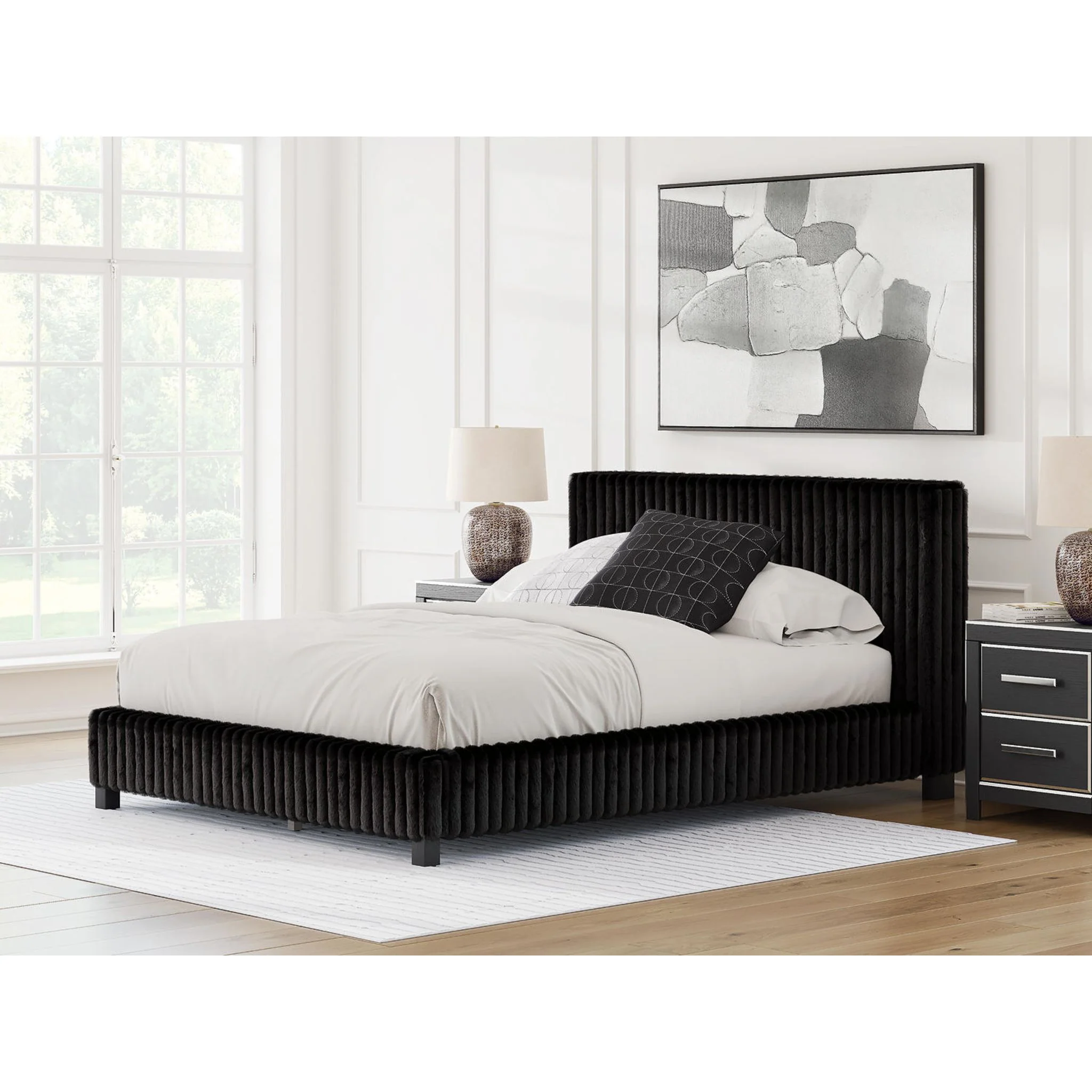 Zuraleus Queen Upholstered Bed - Black - Image 2